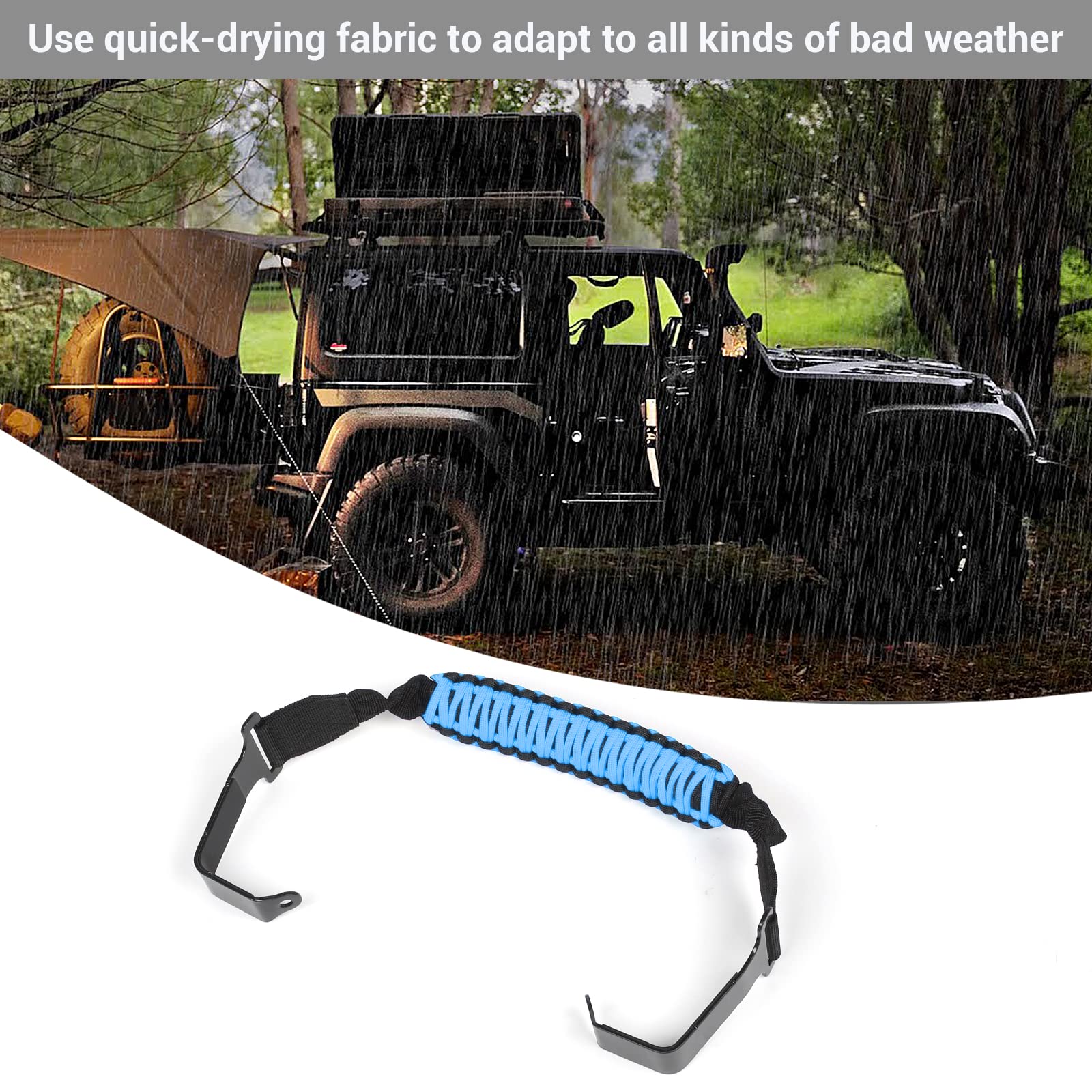 CheroCar Heavy Duty Steel Roll Bar Grab Handles for 2018-2021 Jeep Wrangler JL & 2020-2021 Jeep Gladiator JT - Blue | Off-Road Accessories for Enhanced Safety & Convenience | Perfect for Trail Riding, Rock Crawling & Adventure Trips