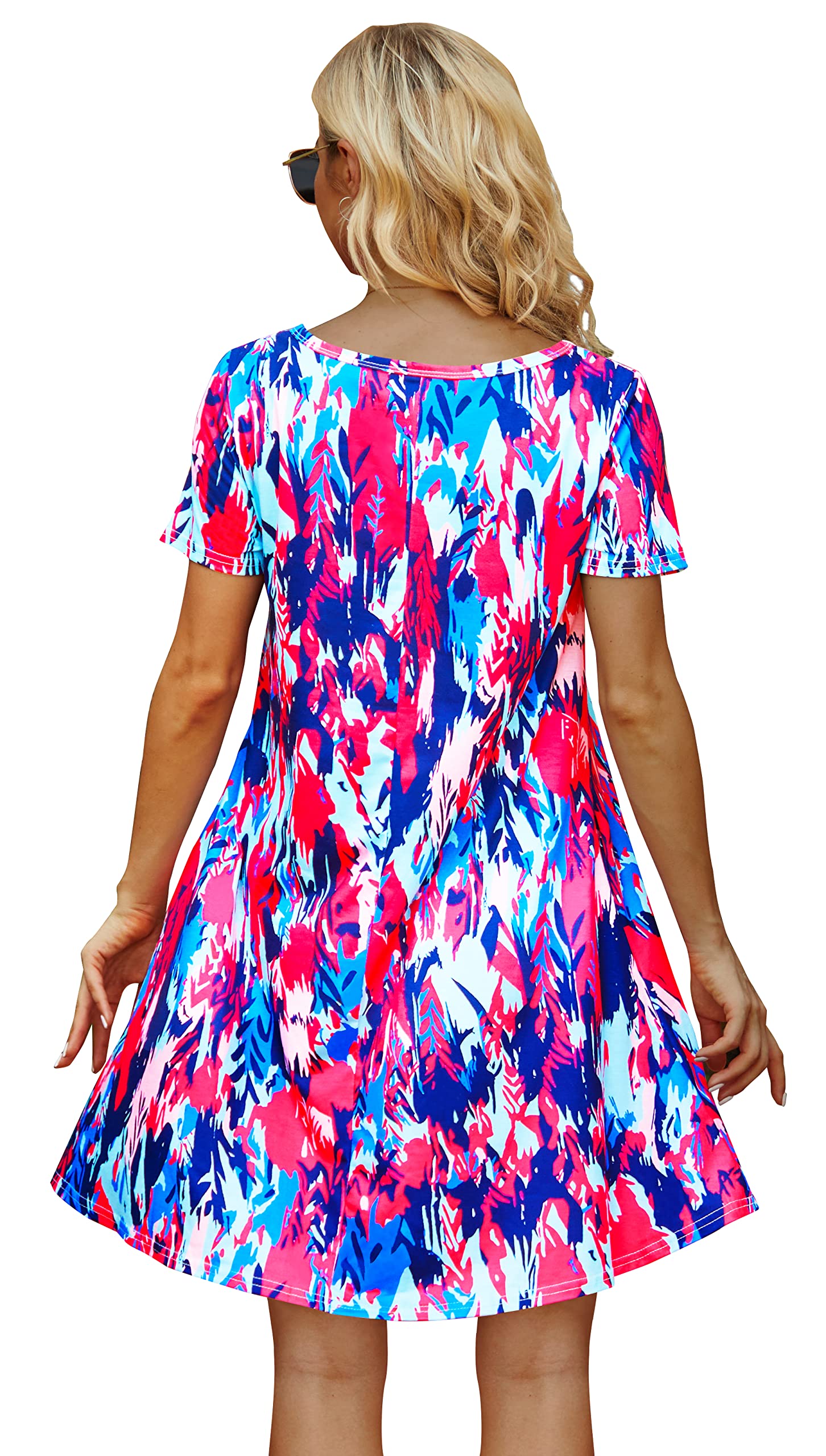 Women's Casual Summer Beach Sundress - Short Sleeve T-Shirt Dress with Pockets | Perfect for Vacation, Poolside, and Outdoor Activities