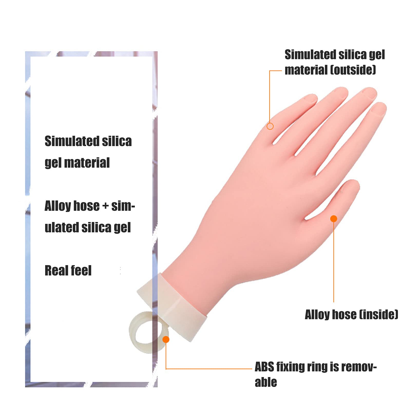 Professional ABS Silicone Nail Art Hand - Mannequin Hand for Nail Salon & Home Practice - Perfect for Nail Tech Training, Display & DIY Manicure Practice