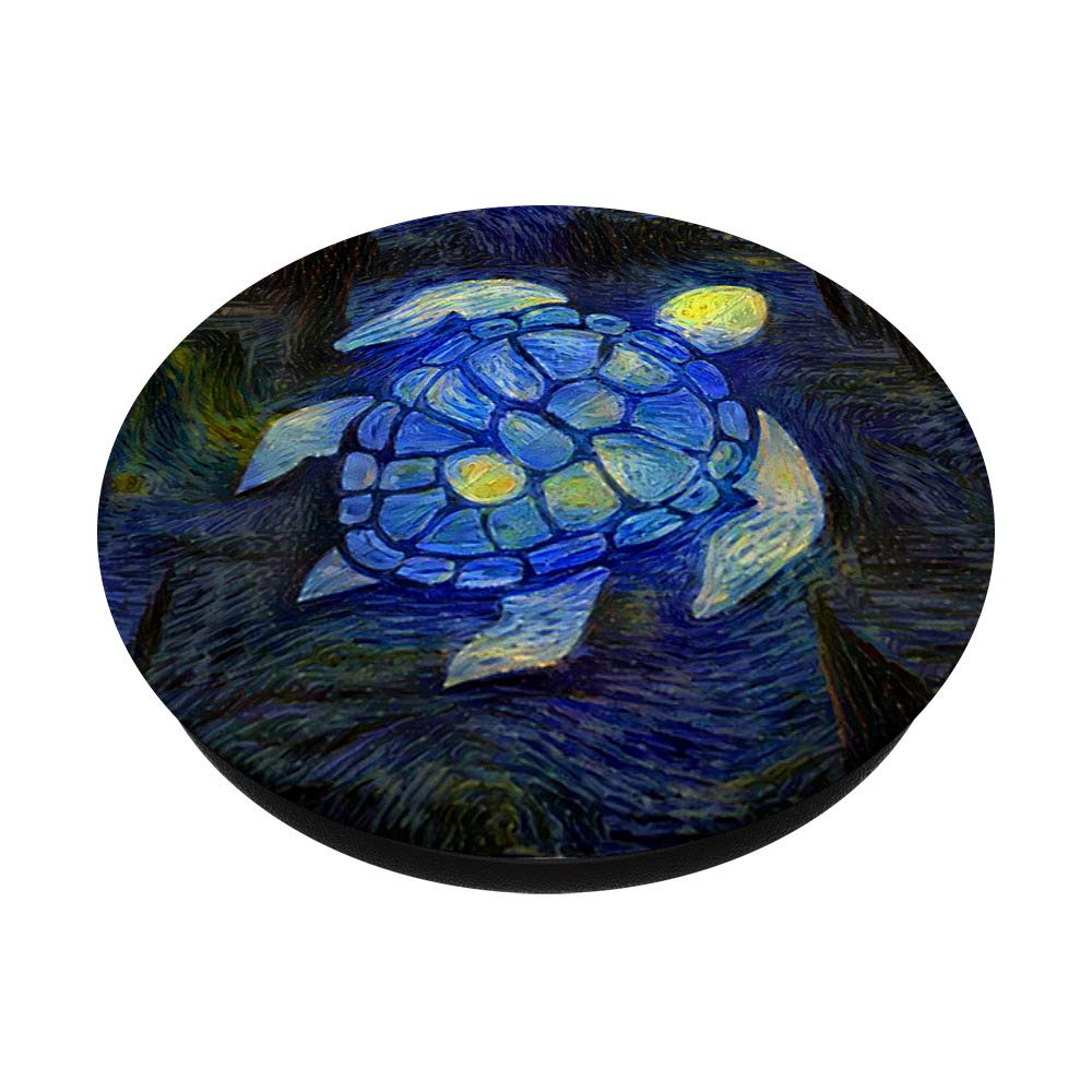 Sea Turtle Artistic Grip - Van Gogh Starry Night Inspired Pen Holder, Perfect for Office Desks & Artist Studios
