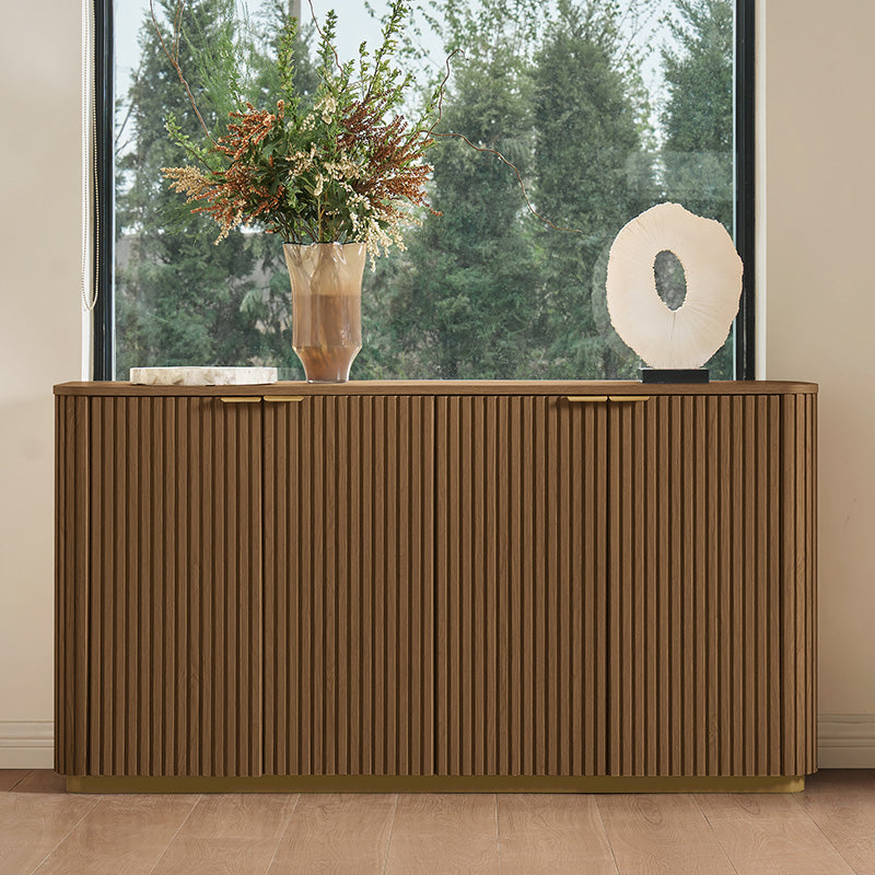 Modern Curved Wood Cabinet - Elegant Storage Solution for Living Room, Bedroom & Office | Solid Wood Furniture with Sleek Design for Home Organization