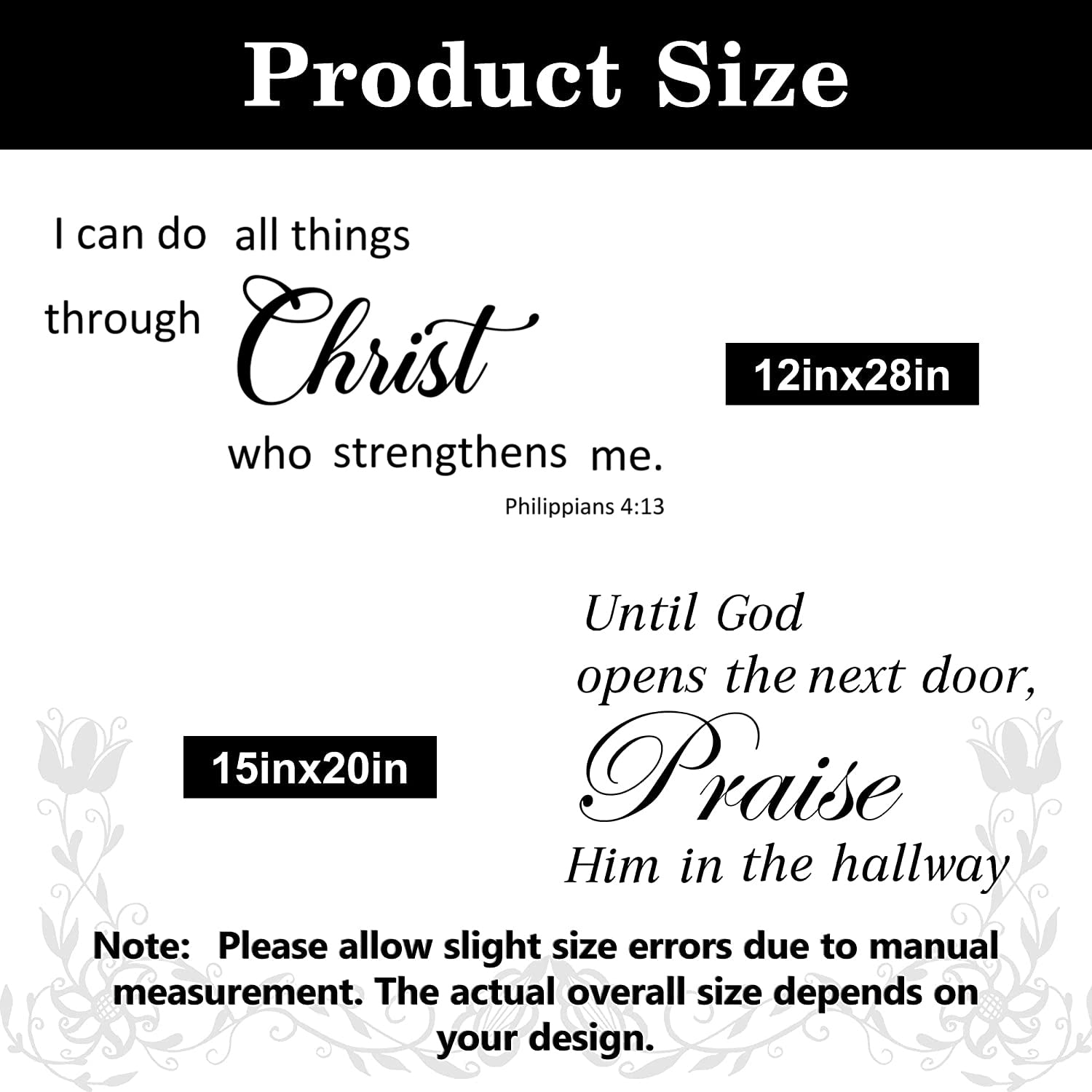 2 Sets Bible Verse Wall Decals - Vinyl Inspirational Quotes & Christian Scripture Decals - Motivational Religious Wall Decor for Home, Bedroom, Office - Perfect for Women, Family & Faith-Based Spaces