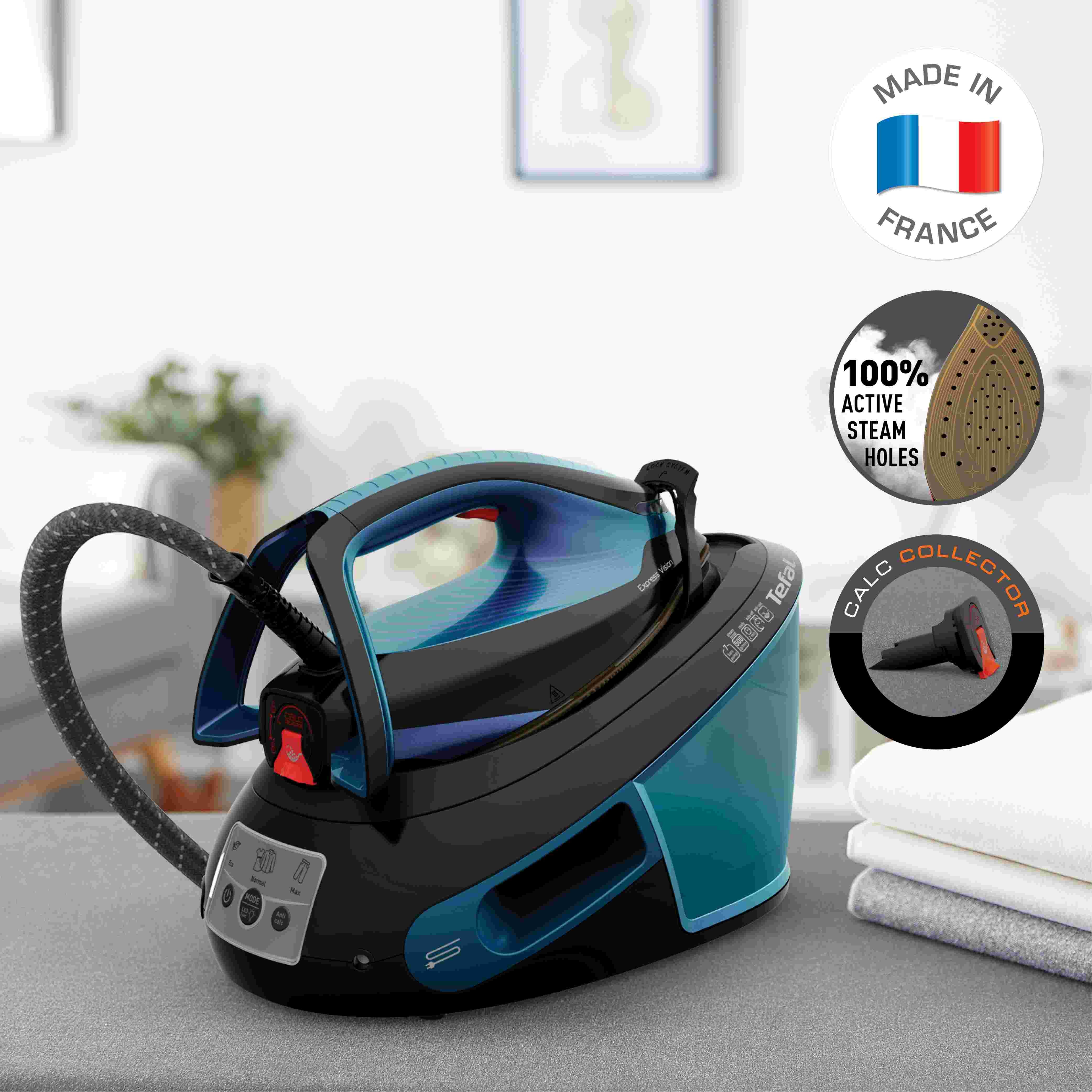 Tefal SV8151 Express Vision Anti-Calc Steam Iron Station - Fast Steam, Anti-Scale Technology for Wrinkle-Free Clothes - Perfect for Home, Office, and Travel Use