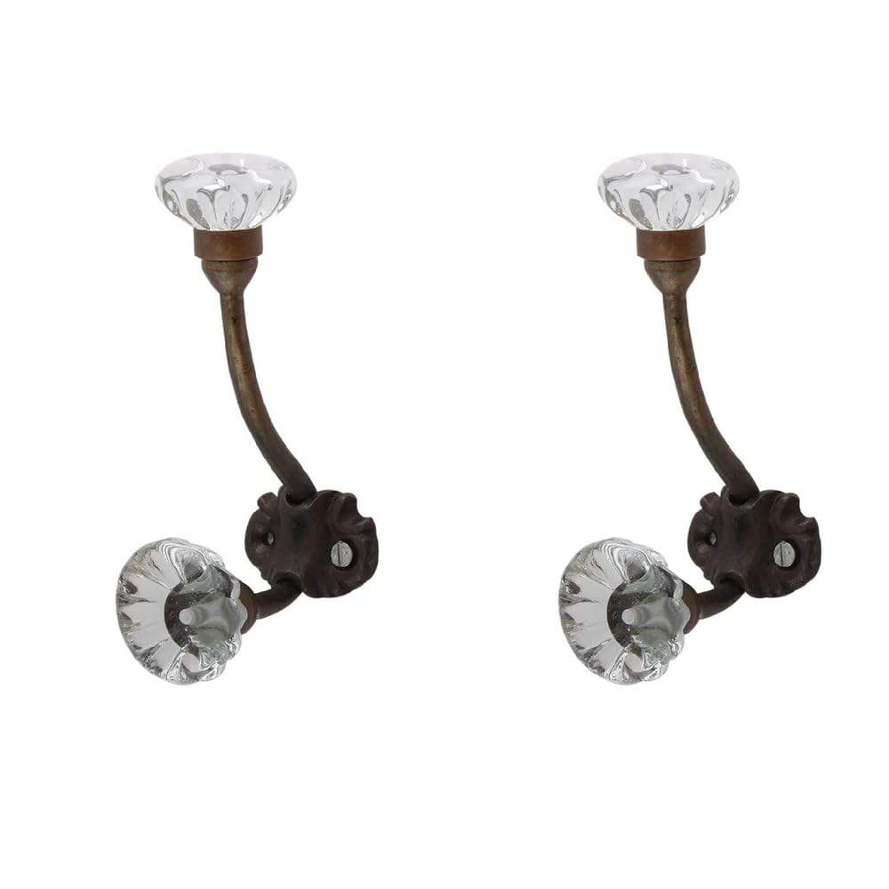 IndianShelf 2 Pack Decorative Wall Hooks - Rustic Iron Coat Rack for Kids Room, Bathroom & Kitchen - Space Saving Towel Holder & Hanger for Coats, Hats & Bags - Perfect for Home, Dorm & Office Organization