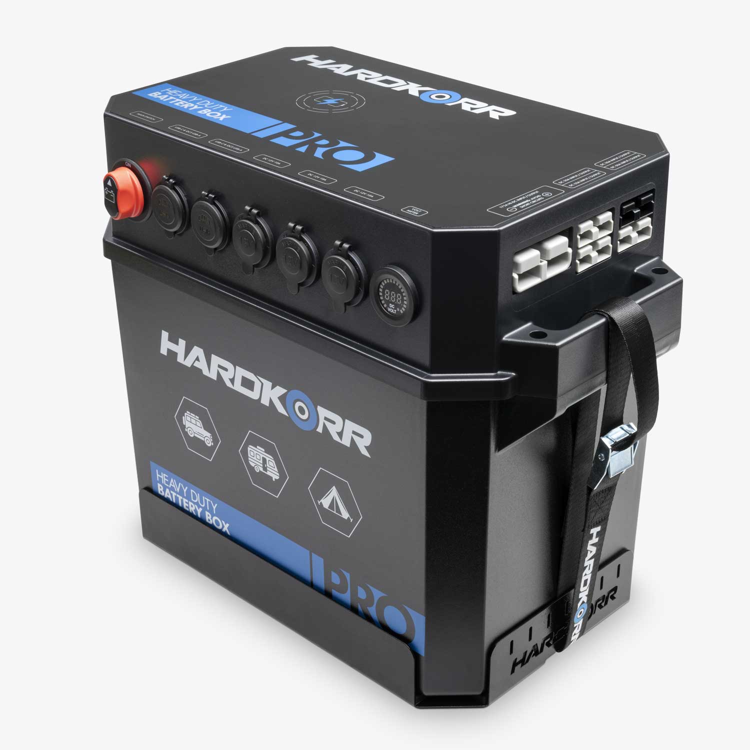 Hardkorr Battery Box Pro Mounting Tray and Straps - Secure Battery Holder for Off-Road Vehicles, Marine & Camping Equipment