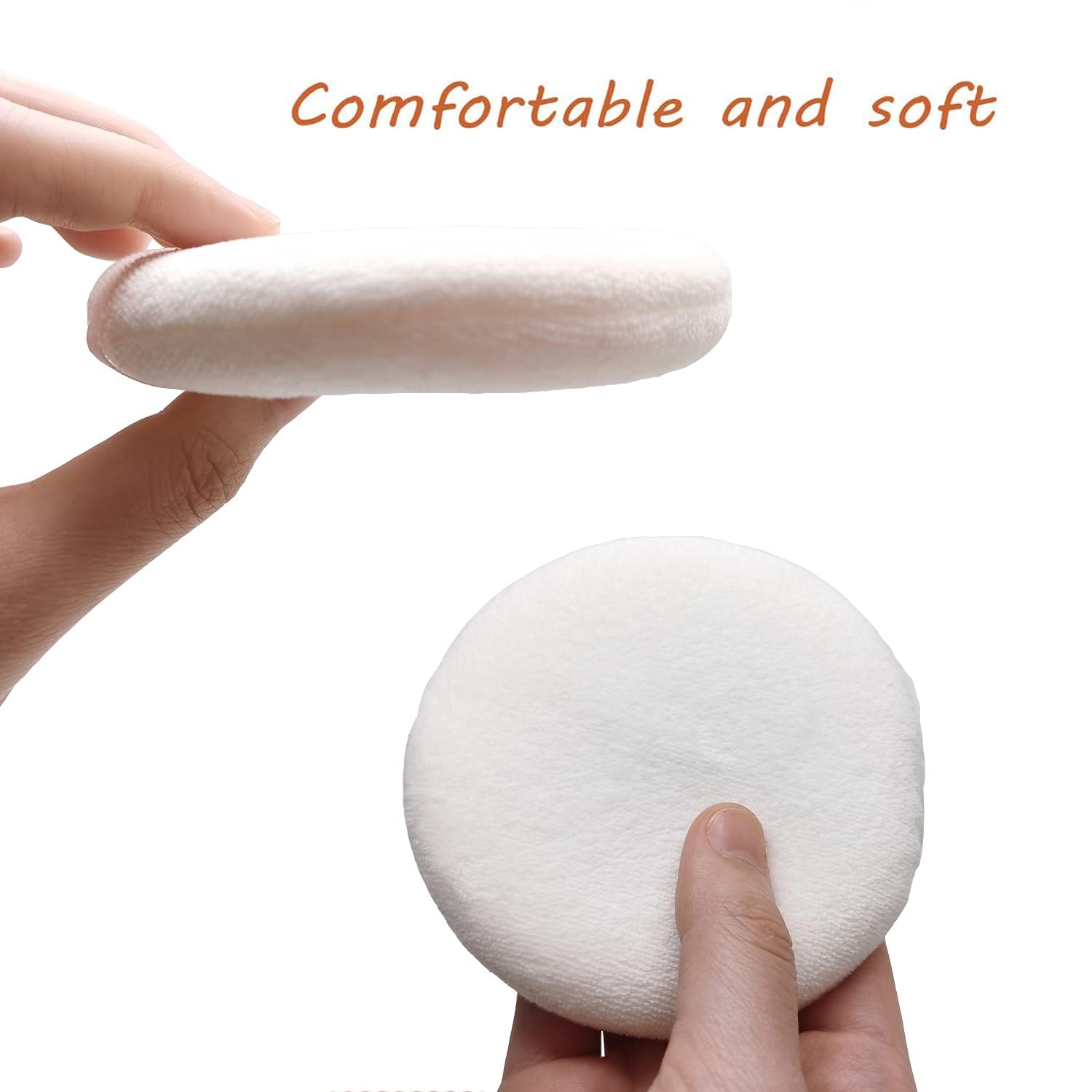6-Piece Pure Cotton Powder Puff Set - 4.15 Inch Makeup Sponge for Powder & Mineral Foundation - Soft Blending Sponge for Wet/Dry Application with Convenient Strap - Perfect for Face & Body Makeup Application