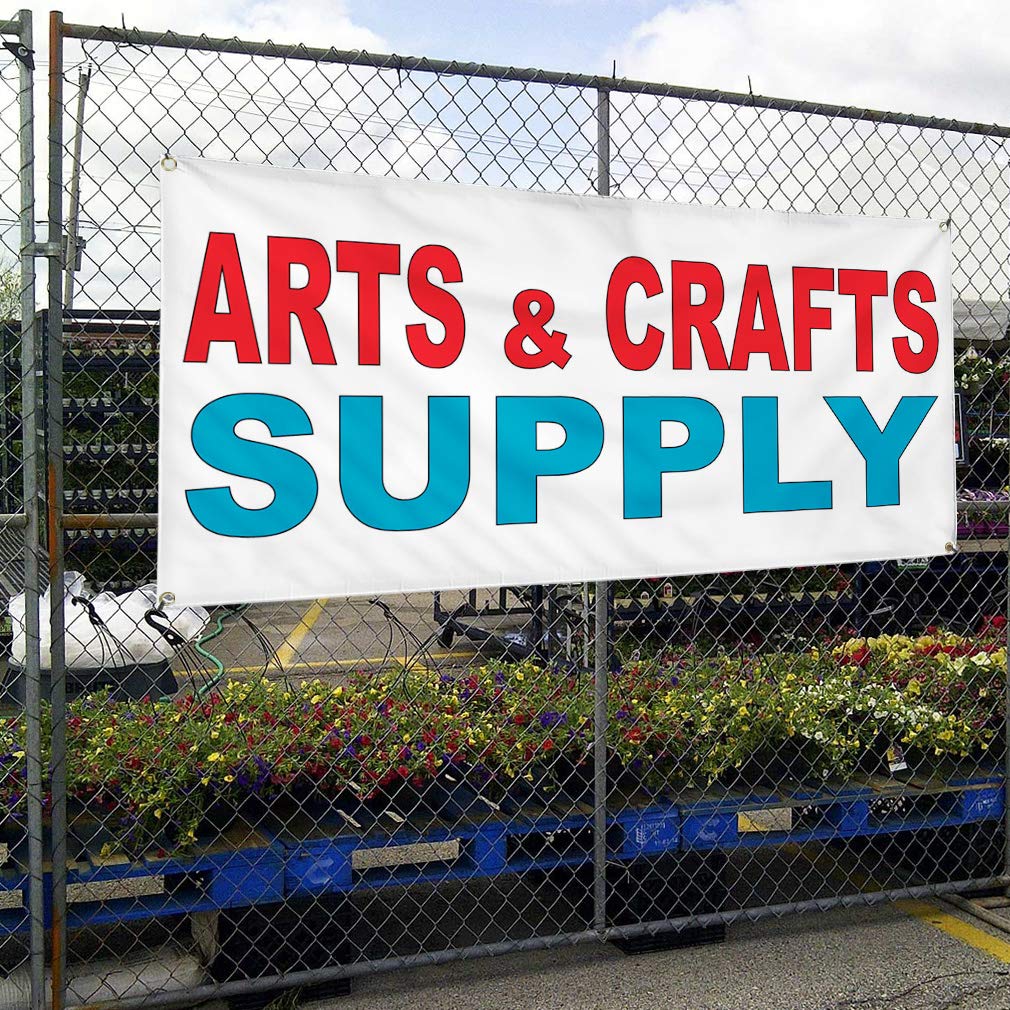 Vinyl Banner - Red & Blue Weatherproof Outdoor Business Sign (48x96 Inches) with 8 Grommets - Durable Yard, Industrial & Craft Supplies - Perfect for Events, Advertising & Store Displays