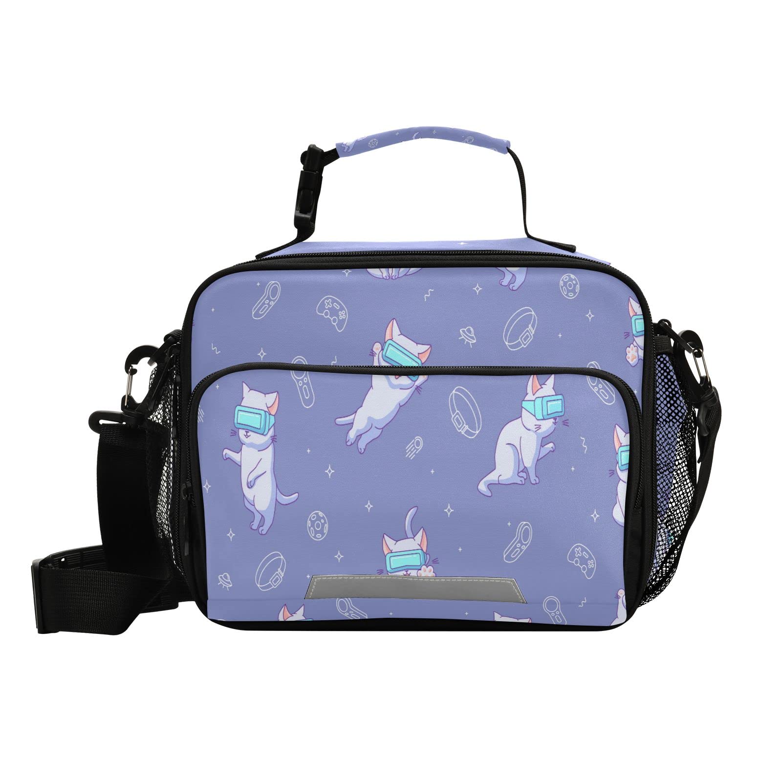 Funny Kittens VR Virtual Space Insulated Lunch Bag for Women & Men - Reusable Cooler Bag with Adjustable Shoulder Strap for Office, Picnic, Travel & School Lunch