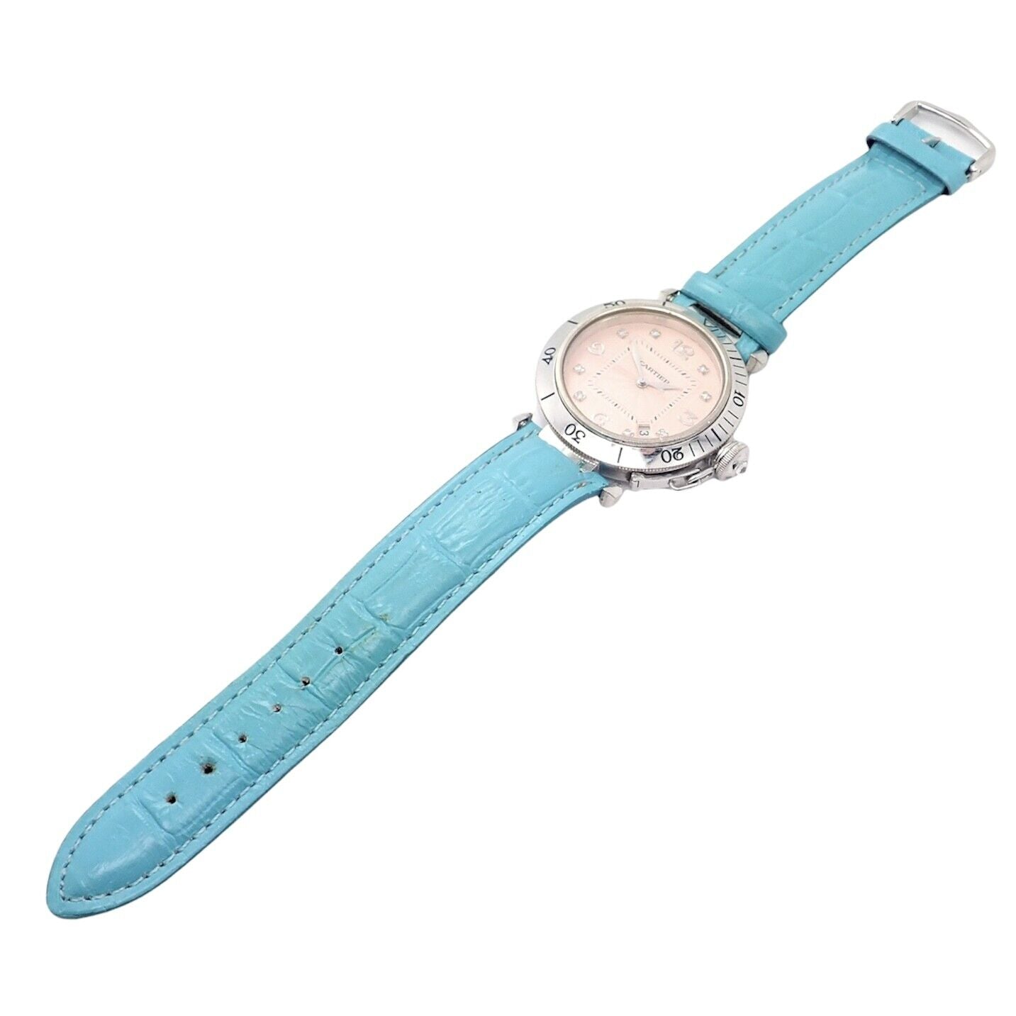 Authentic Cartier 18k White Gold Pasha Pink Dial Diamond Automatic Watch for Women - Luxury Dress Watch for Parties, Weddings & Special Occasions