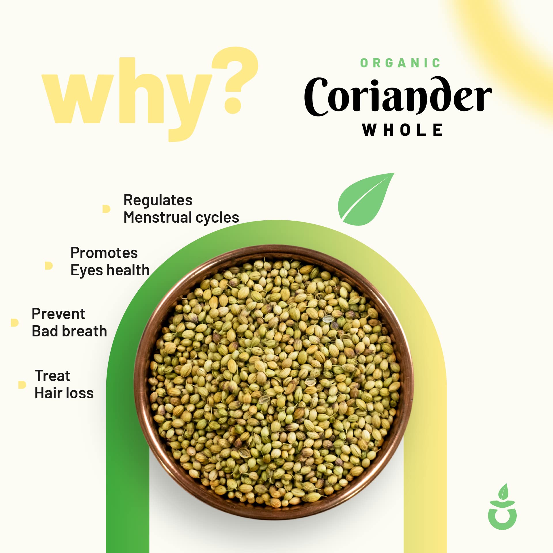Organic Coriander Seeds (Dhaniya) - 1 KG - Pure Organio - Premium Quality for Cooking, Indian Cuisine & Herbal Tea - Perfect for Spice Blends, Curry & Home Remedies