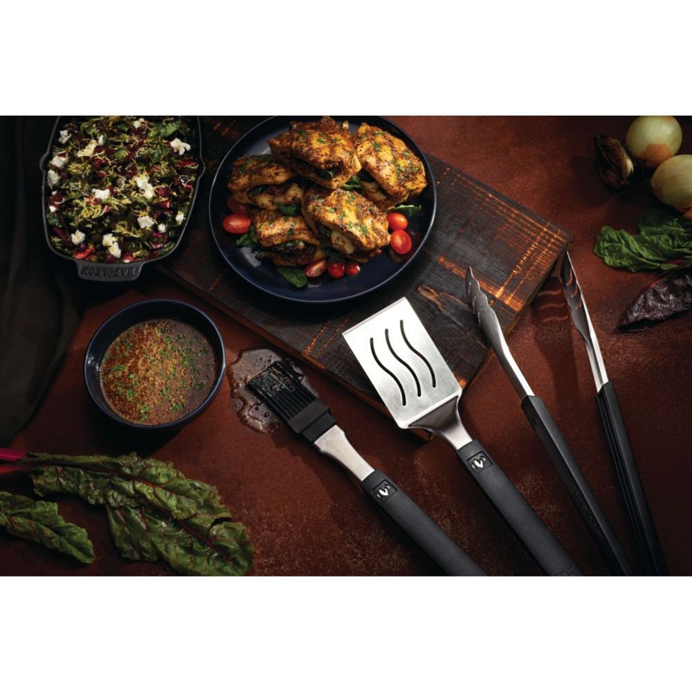 Napoleon 70053 3-Piece BBQ Grill Tool Set - Stainless Steel Grill Accessories with Spatula, Tongs & Fork for Outdoor Cooking, Backyard Grilling & Camping