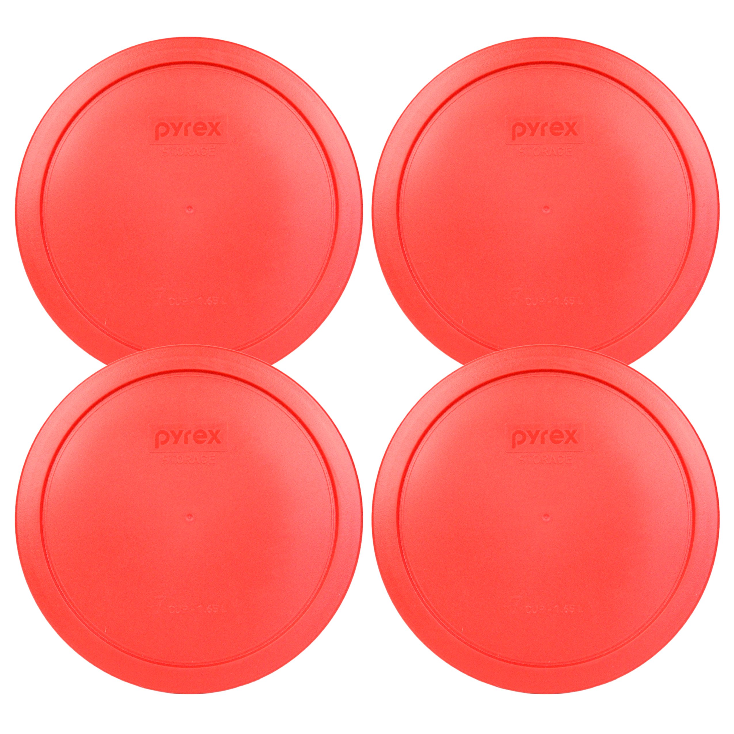 Pyrex 6/7-Cup Food Storage Containers with Red Plastic Lids - 4-Piece Set, Made in USA | Microwave & Freezer Safe for Meal Prep & Leftovers