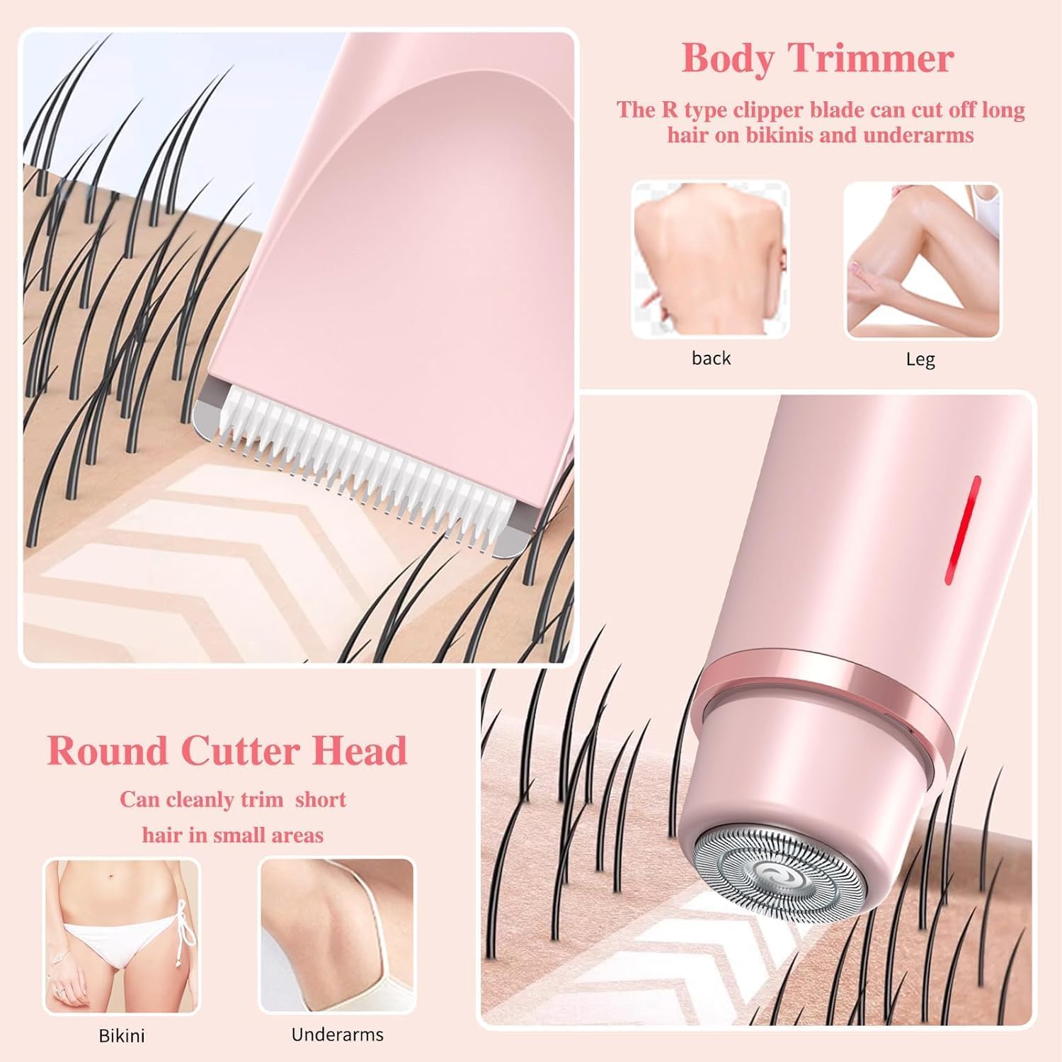 Ezme Razor 2.0 - Women's Electric Bikini Trimmer & Shaver, 2-in-1 Dual Head Wet/Dry Waterproof Hair Removal for Smooth Skin - Perfect for Travel, Gym & Sensitive Areas (Pink)