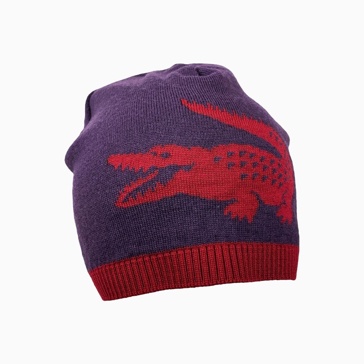 Stylish Jacquard Crocodile Pattern Wool Reversible Beanie Hat for Men & Women - Winter Warm Knit Skull Cap for Outdoor Activities, Skiing, and Cold Weather Fashion