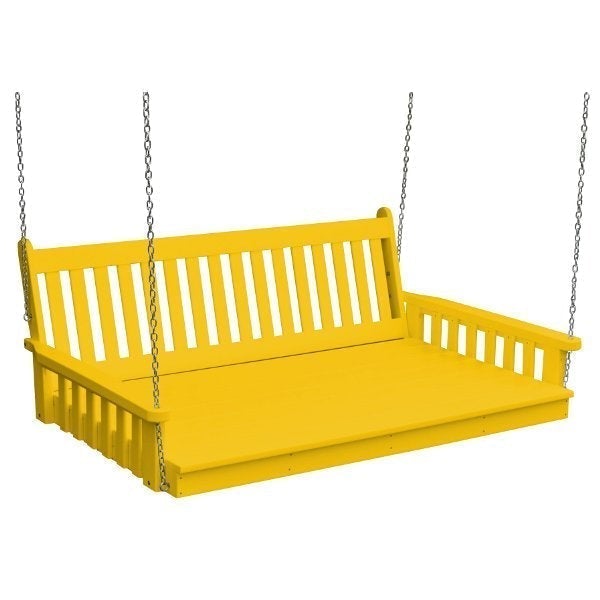 Traditional English Swing Bed - Poly Rattan Outdoor Patio Swing Chair for Garden, Porch, and Backyard Relaxation | Perfect for Lounging, Reading & Enjoying Nature
