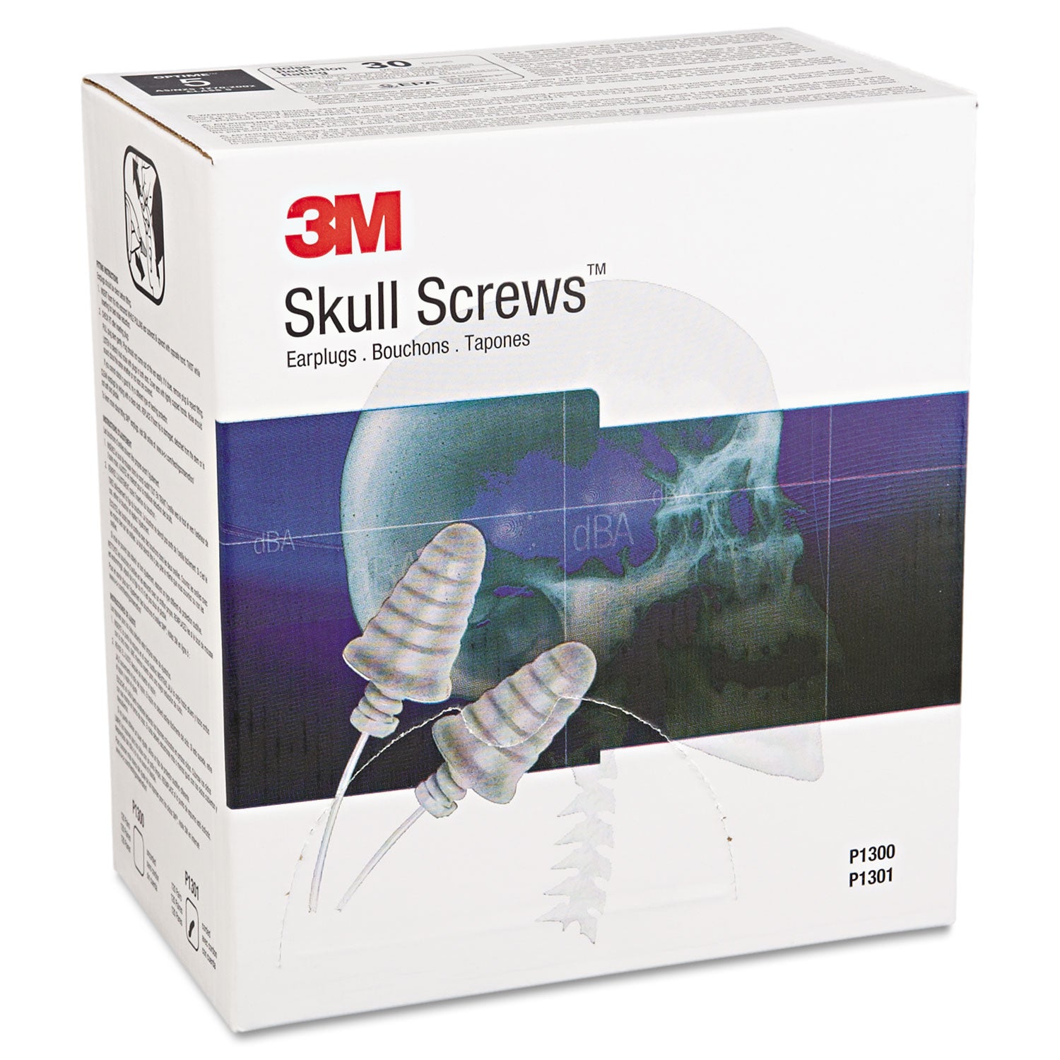 3M™ E A R Skull Screws Earplugs with Cord - 32 dB Noise Reduction Rating (NRR), Gray, 120 Pairs - Ideal for Construction, Shooting, Concerts & Loud Work Environments