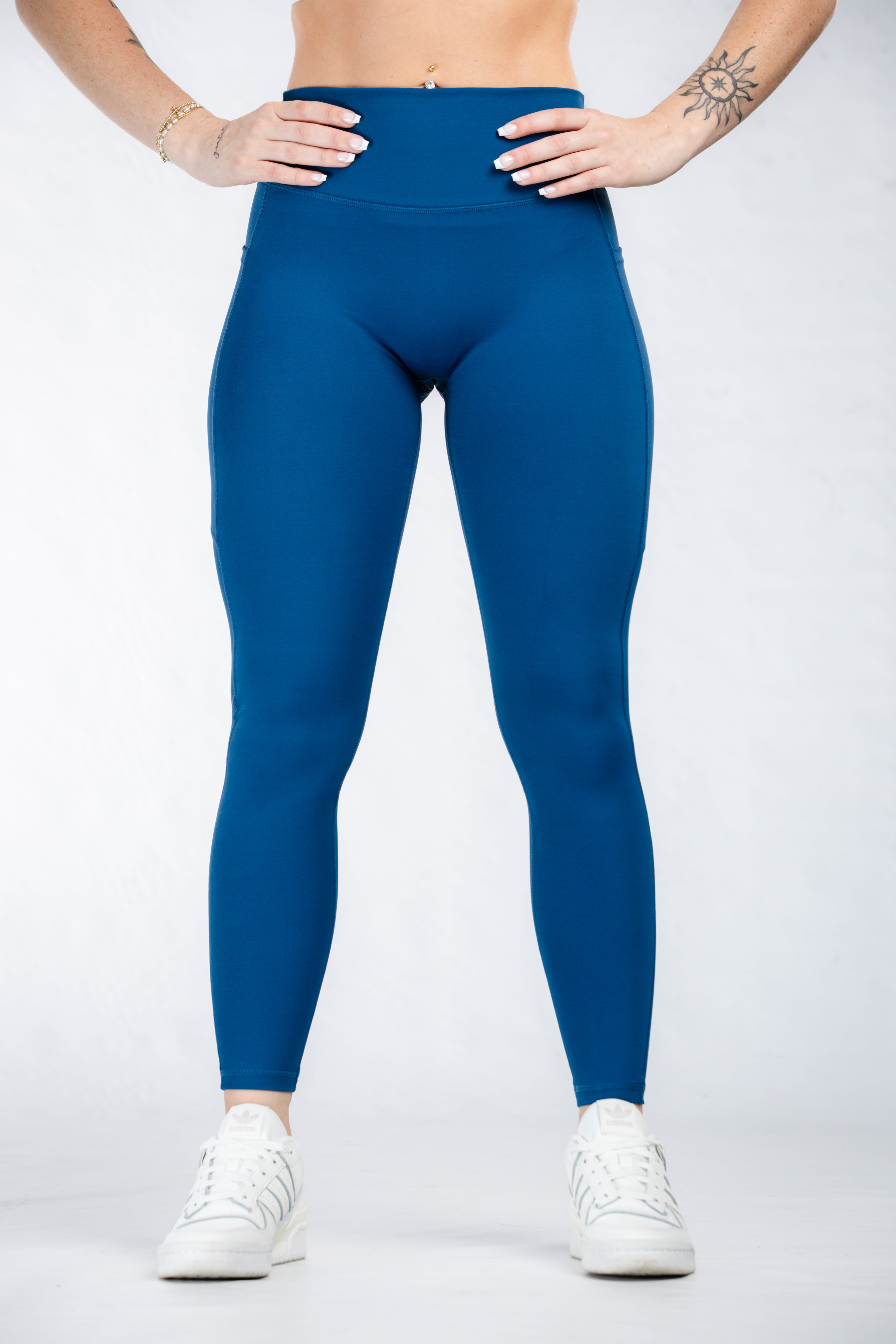 Empowered High Waist Yoga Leggings with Pockets for Women - Deep Blue | Workout, Running, Lounge & Everyday Wear