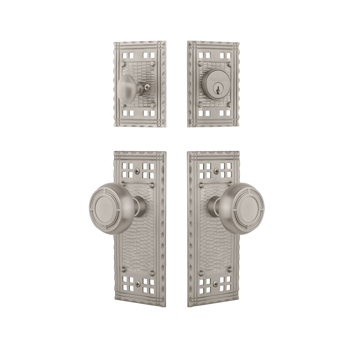 Craftsman Satin Nickel Entry Door Knob Set - Durable & Stylish Mission Design for Home Security & Elegant Entryways