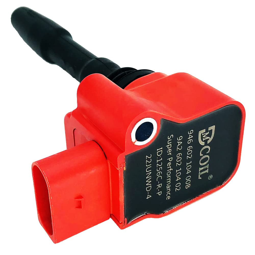 4 Pcs DMCOIL Red High Performance Ignition Coil Packs Compatible With PORSCHE 718 BOXSTER CAYMAN (982) AUDI VW SKODA SEAT 1.8T 2.0T 2.5T EA888 Engine 2013-2023 - Replaces OEM 9A260210401 - Perfect for Performance Upgrades & Engine Tuning