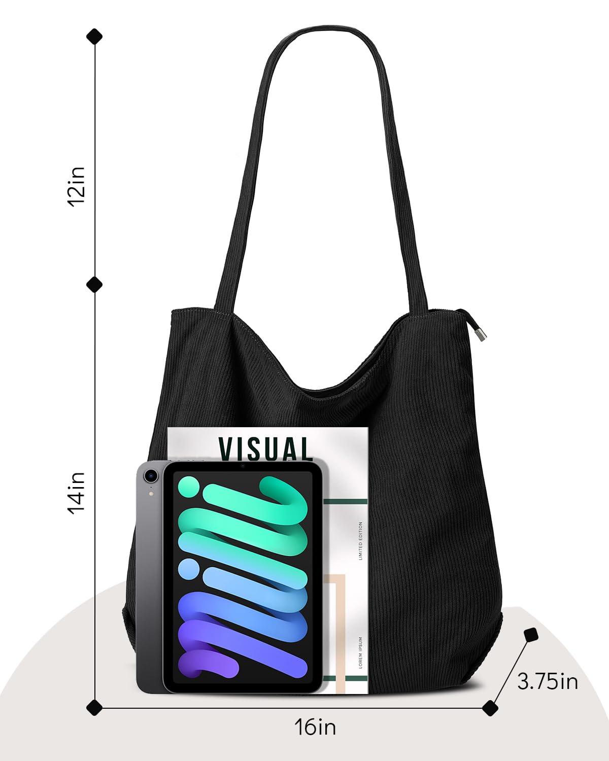 Stylish Corduroy Tote Bag for Women - Large Capacity Zippered Hobo Handbag with Inner Pockets | Perfect for Work, Travel & Everyday Use