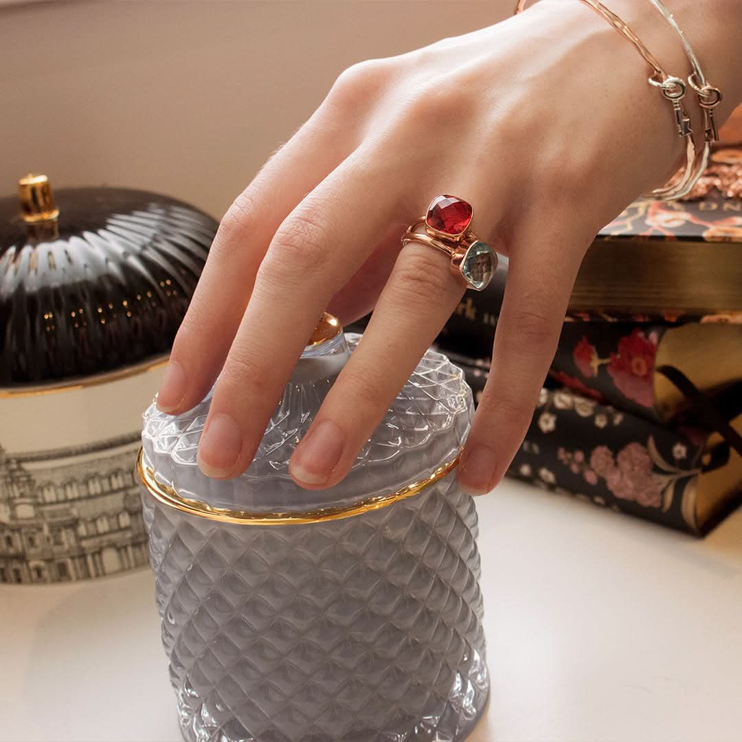 Exquisite Garnet Cocktail Ring in Rose Gold - Perfect for Evening Parties, Weddings & Special Occasions