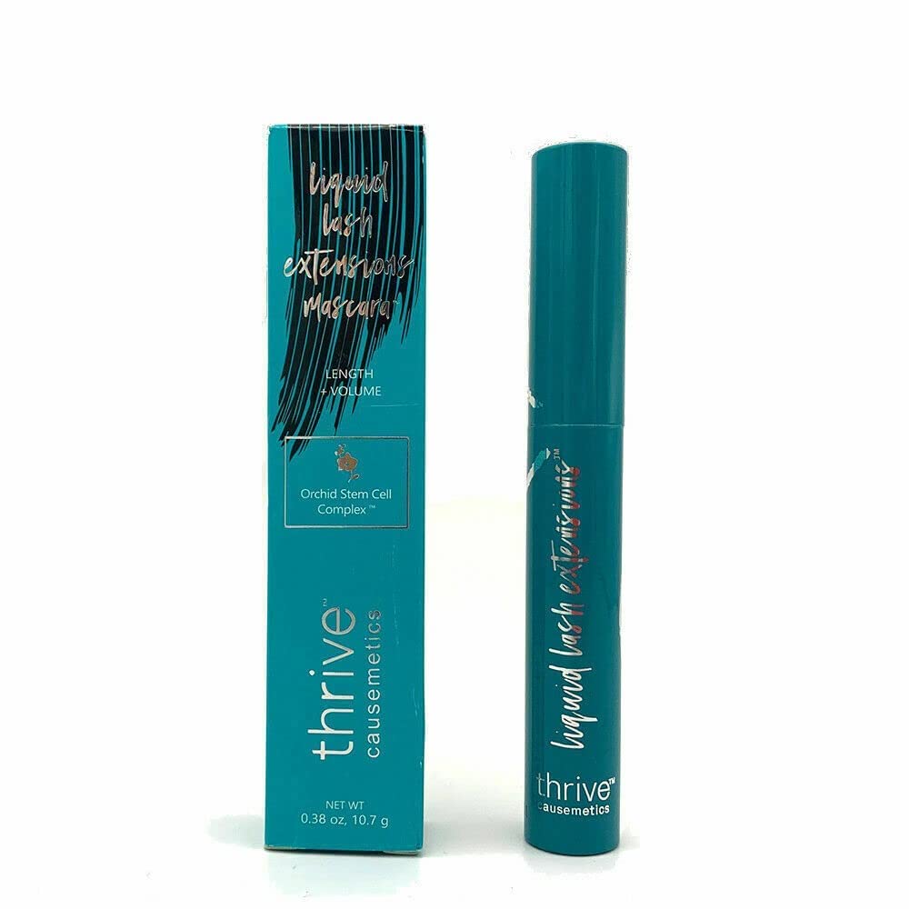 Thrive Liquid Lash Extensions Mascara - Volumizing & Lengthening Waterproof Mascara for Thick, Long Lashes | Sweatproof & Smudgeproof (Rich Black, 10.7g/0.38oz) | Perfect for Daily Wear, Special Occasions & Gym Workouts