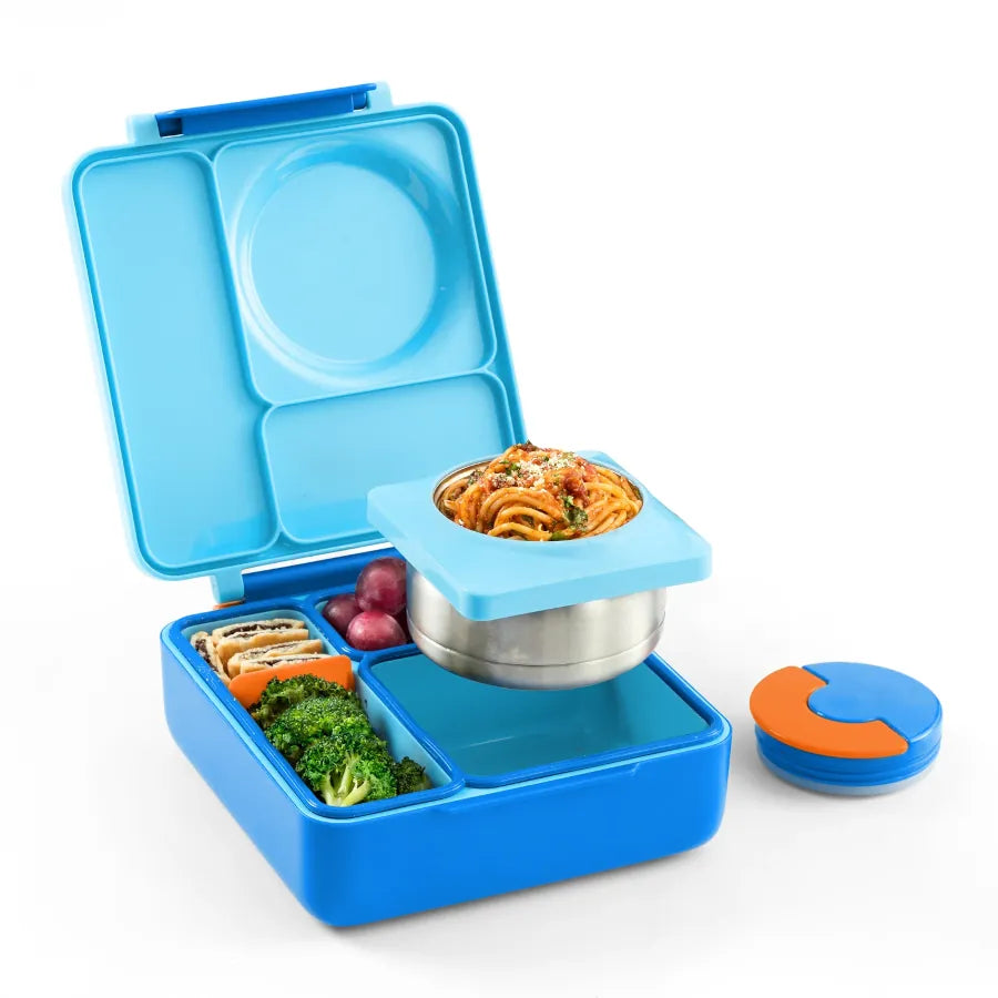 OmieBox V2 Insulated Kids Lunch Box - Leakproof Bento Container with Compartments, Blue | Perfect for School, Work & Travel Lunch Storage