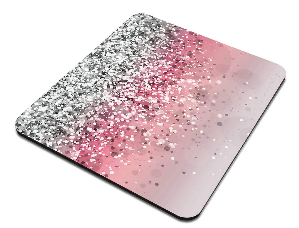 Custom Pink Glitter Gaming Mouse Pad - Non-Slip Rubber Base, 9.5x7.9 Inches (240x200x3mm) - Perfect for PC Gaming, Office Work & Home Computer Setup