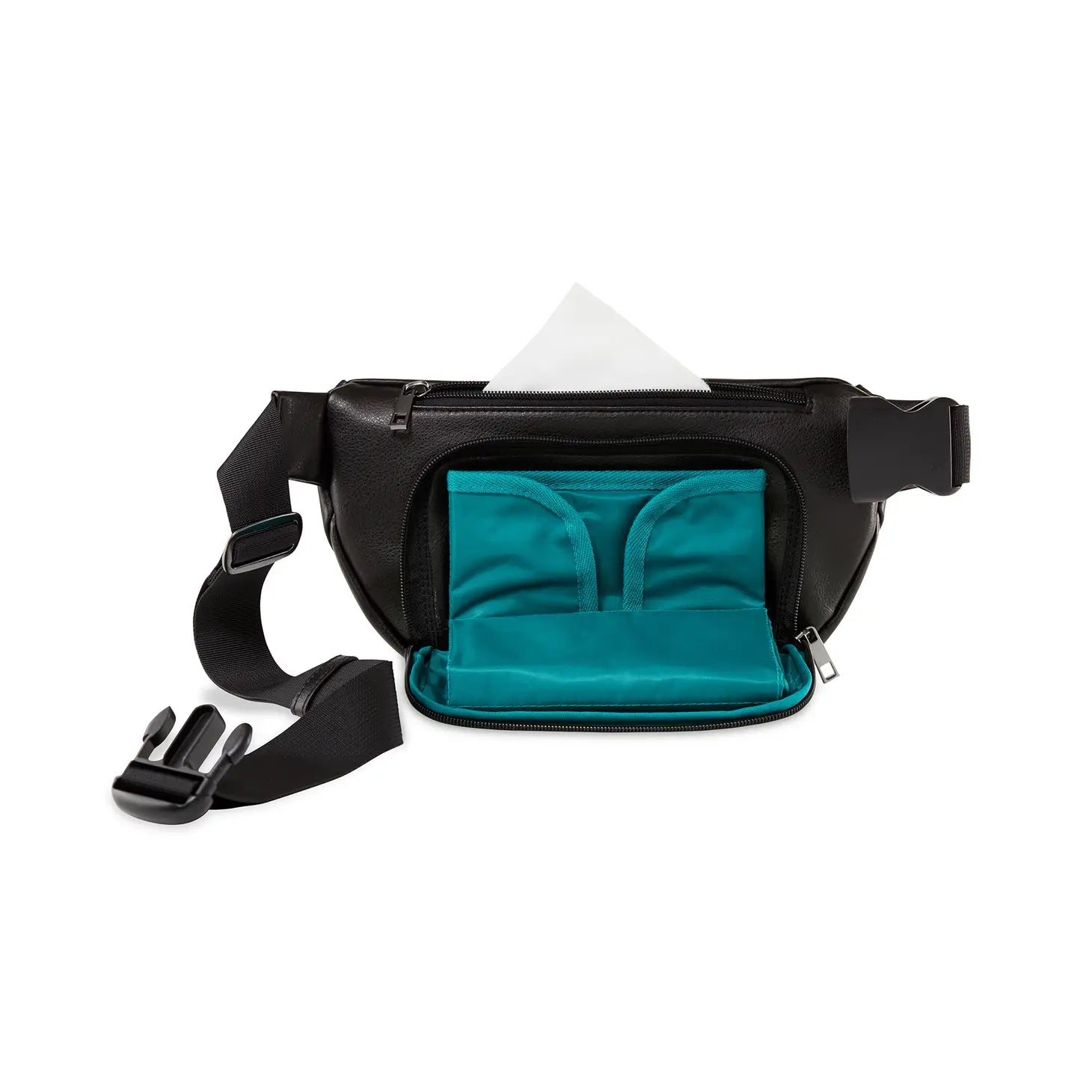Kibou Vegan Leather Diaper Belt Bag - Black | Hands-Free Diaper Changing for Parents on the Go | Perfect for Travel, Walks, and Outdoor Adventures