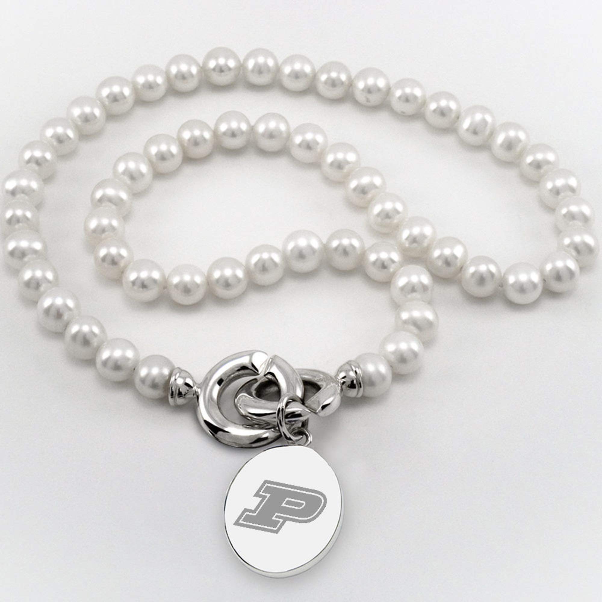 Purdue University Pearl Necklace with Sterling Silver Charm - Elegant Graduation Gift for Women, Perfect for Commencement Ceremonies & Special Occasions