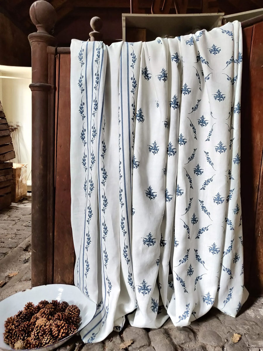 Trifolium Marchprint Linen / Midnight on Ivory - Premium Home Decor Fabric for Curtains, Pillows & Table Runners - Perfect for Bohemian & Farmhouse Style Interiors