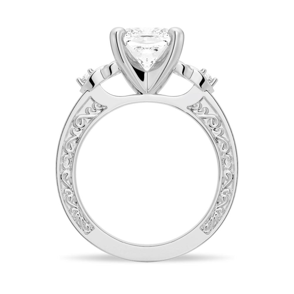 Vintage Celtic Knots Design Cushion Cut Moissanite Engagement Ring for Women - Wedding, Proposal, Anniversary Gift - Handcrafted Sterling Silver or Gold Plated Jewelry