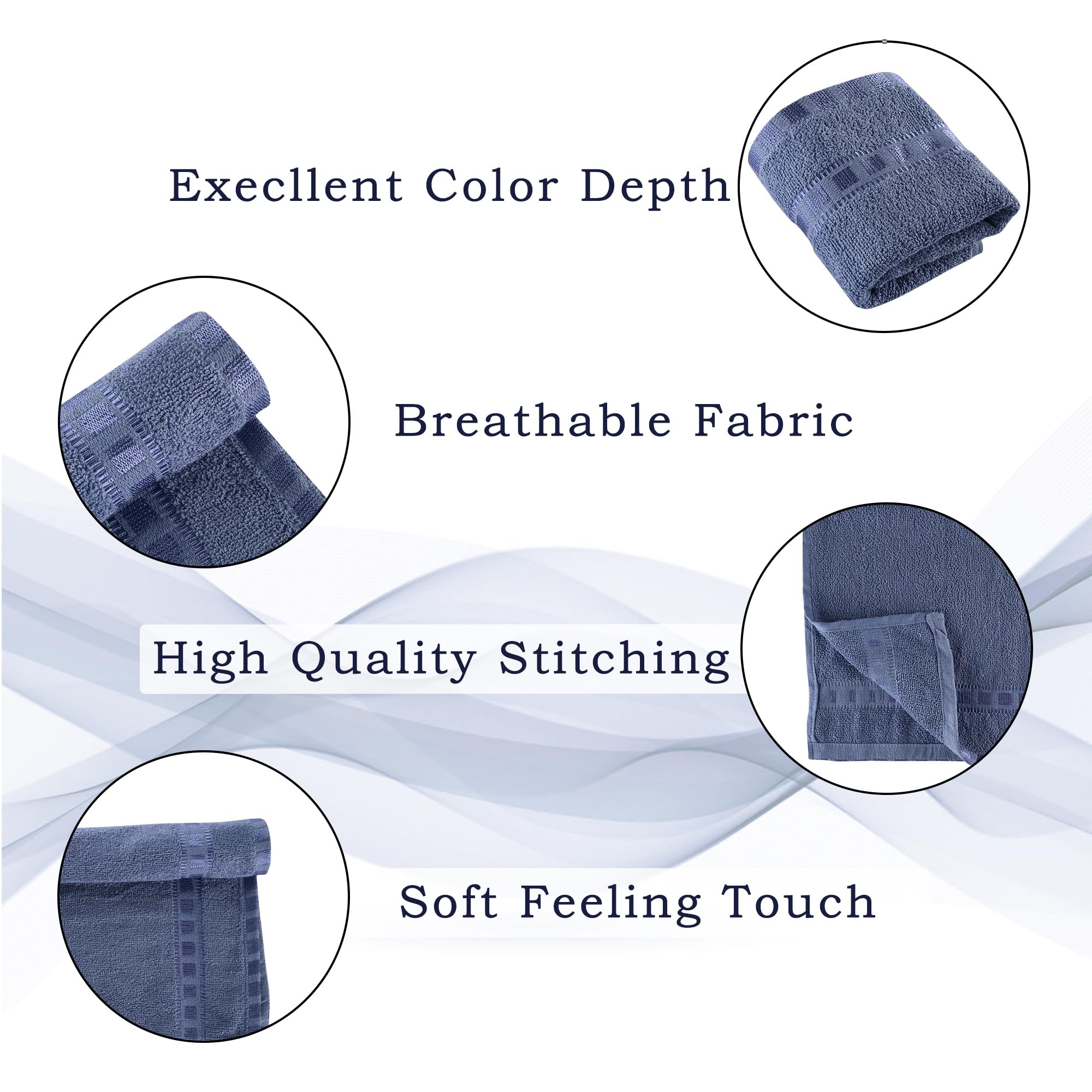 Kuber Industries 2-Pack Cotton Hand & Face Towels for Men & Women - Soft, Absorbent & Washable - Perfect for Gym, Workout, Travel & Daily Use - Dark Blue