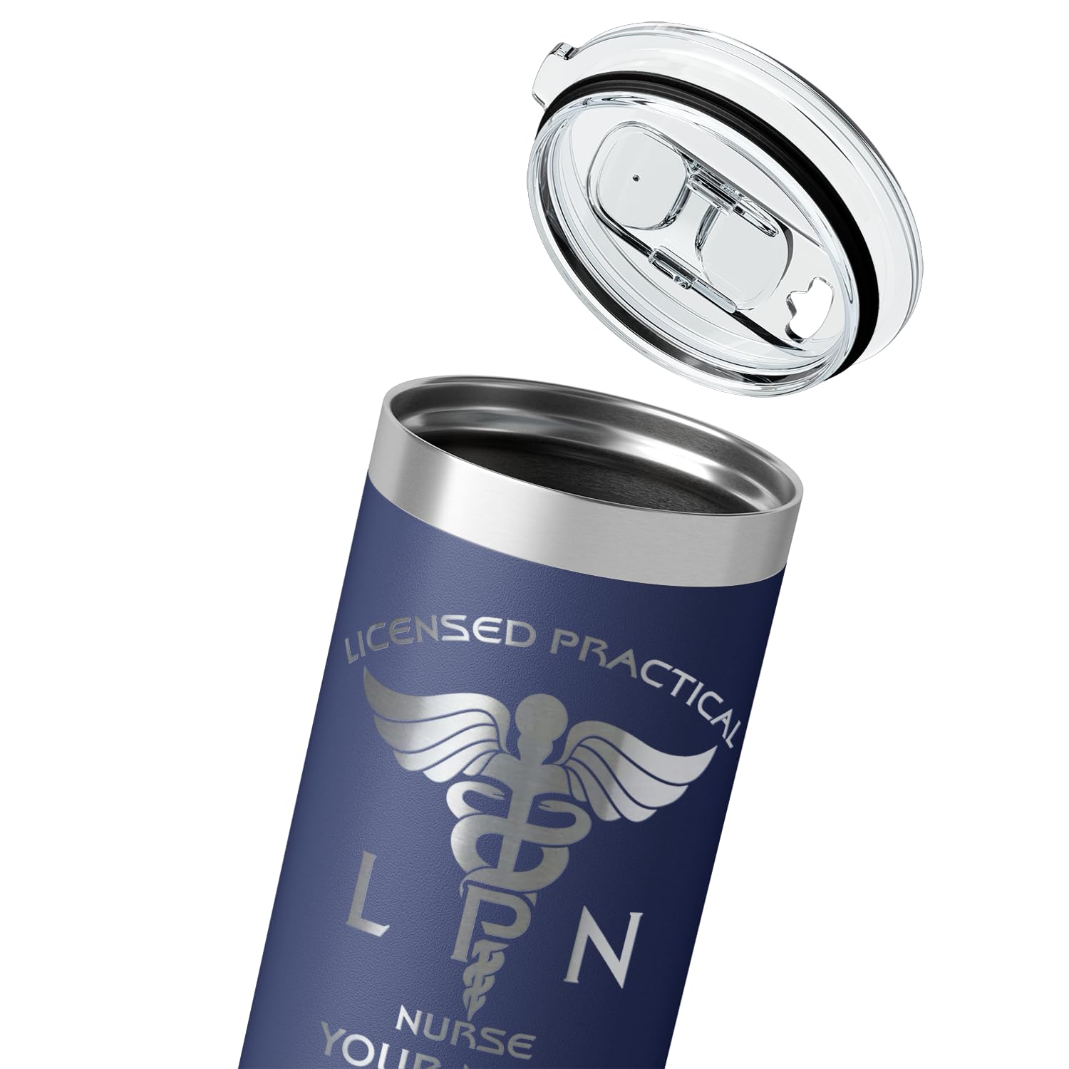 Personalized LPN Licensed Practical Nurse Gift - Custom Engraved 22oz Navy Blue Stainless Steel Skinny Tumbler for Men & Women | Great for Nurses Week, Graduation Gifts & Daily Use at Hospitals