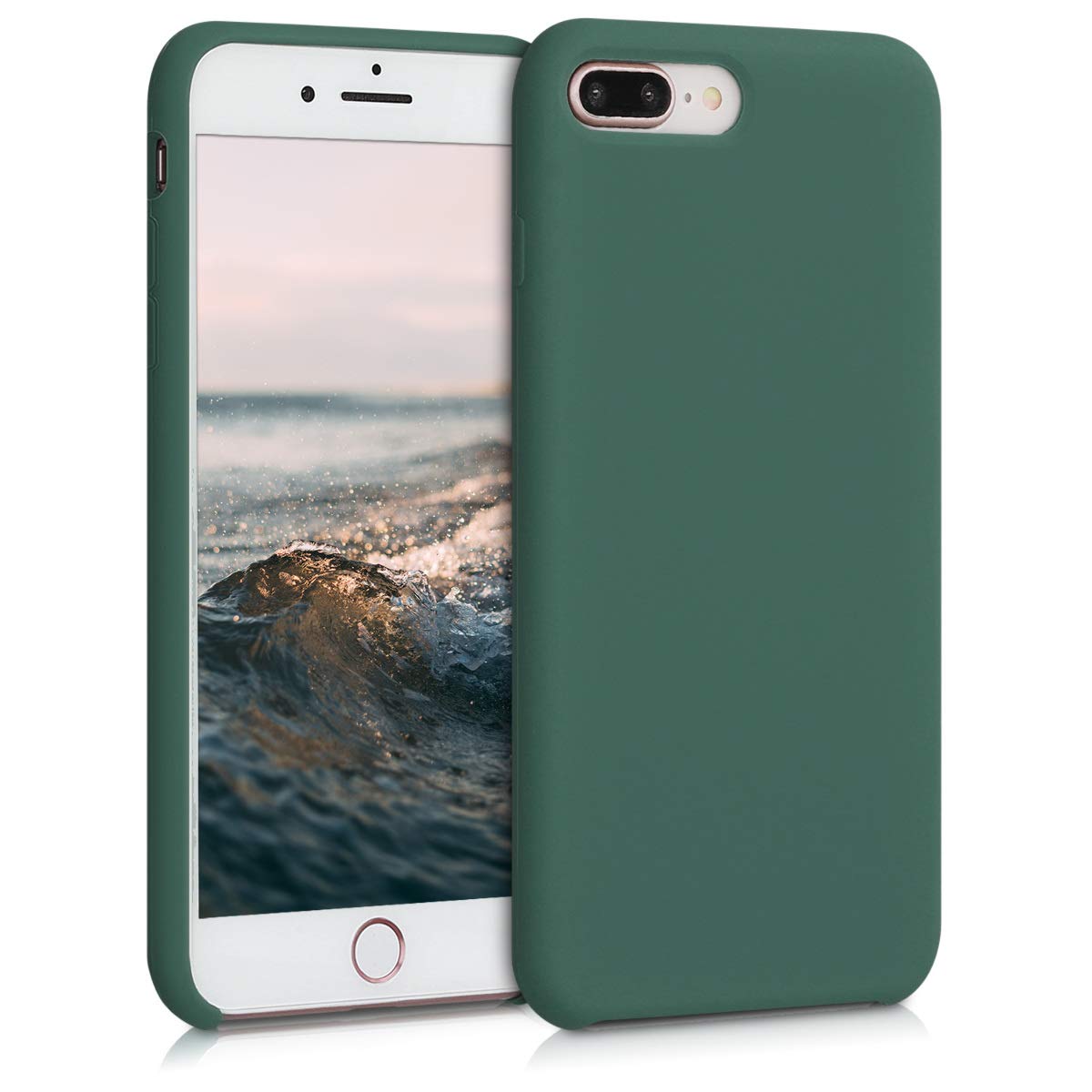 kwmobile Premium TPU Silicone Case for Apple iPhone 7 Plus/iPhone 8 Plus - Soft Protective Phone Cover in Forest Green - Perfect for Everyday Use, Work & Outdoor Activities