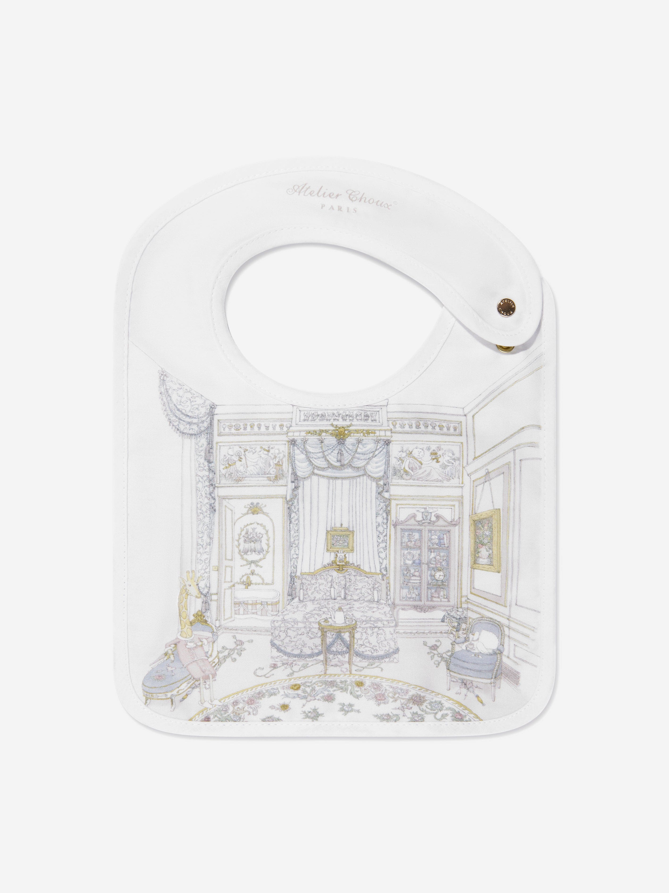 Atelier Choux Premium French Baby Satin Bib - Soft Blue for Newborns & Infants - Perfect for Feeding, Drooling & Photo Shoots