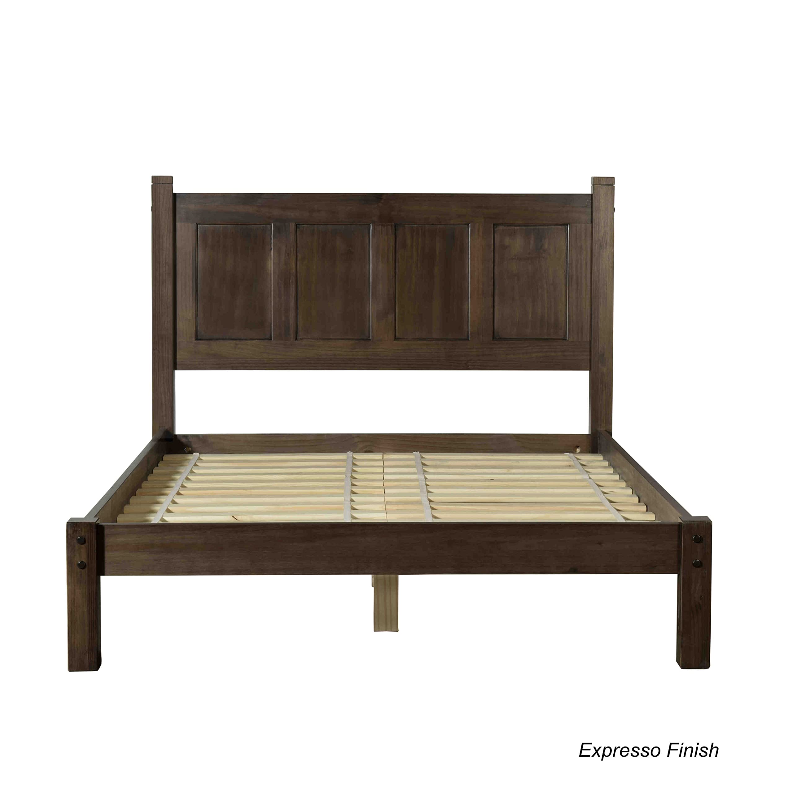 Shaker Style Solid Wood Platform Bed - Queen Size in Espresso Finish | Grain Wood Furniture for Bedroom | Durable & Stylish Modern Bed Frame
