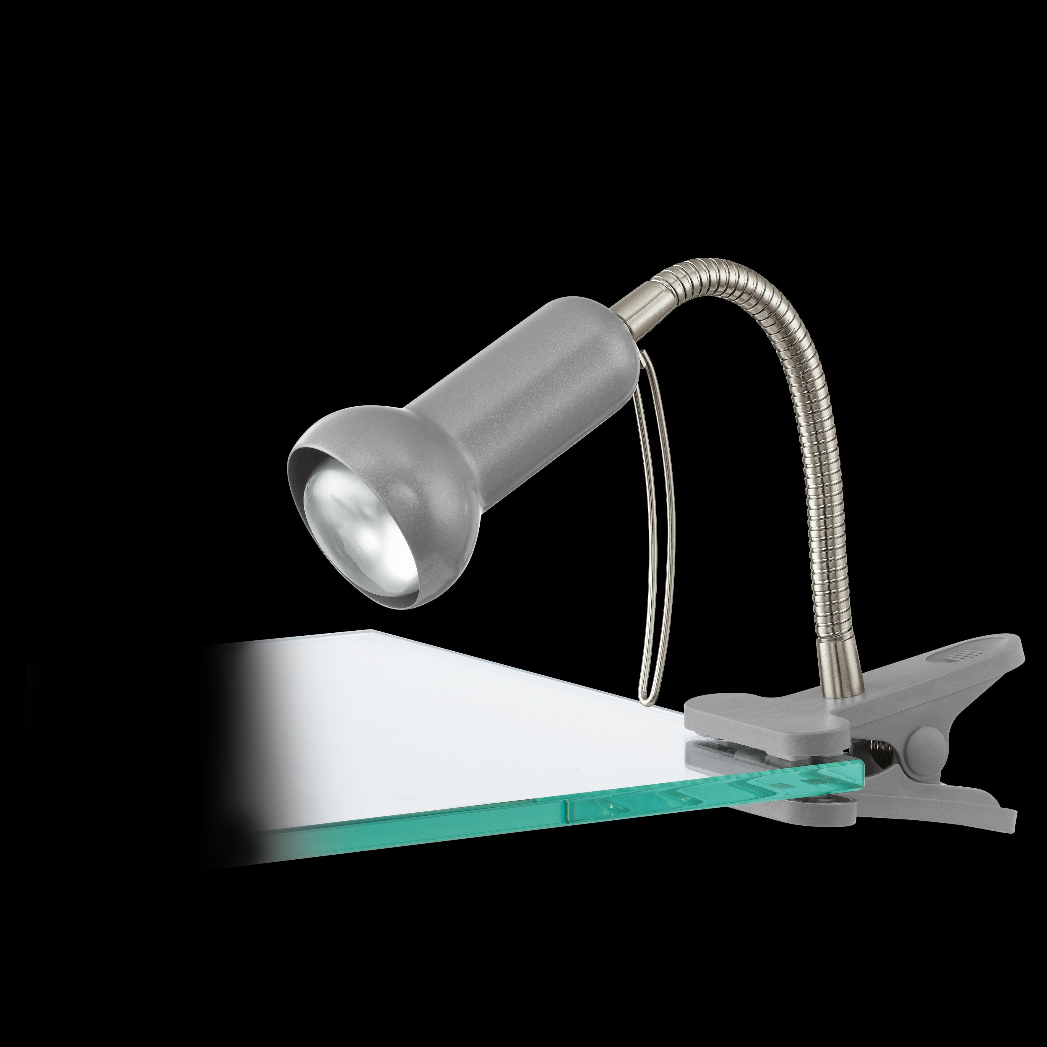 Eglo Fabio Silver Table Clamp Task Lamp - Adjustable Desk Light for Reading, Crafting & Office Work - Modern LED Clamp Light for Home, Study & Workspace