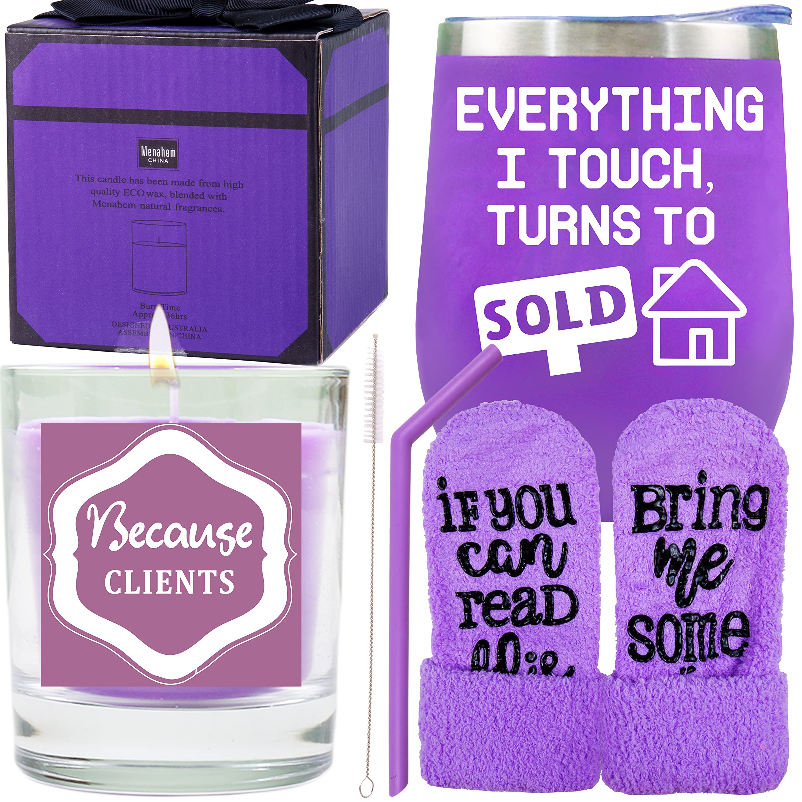 Best Realtor Gifts for Women - Insulated Coffee Mug & Tumbler Set with Lid - Perfect Housewarming Gift for Real Estate Agents, Clients & Closing Gifts - DORADREAMDEKO