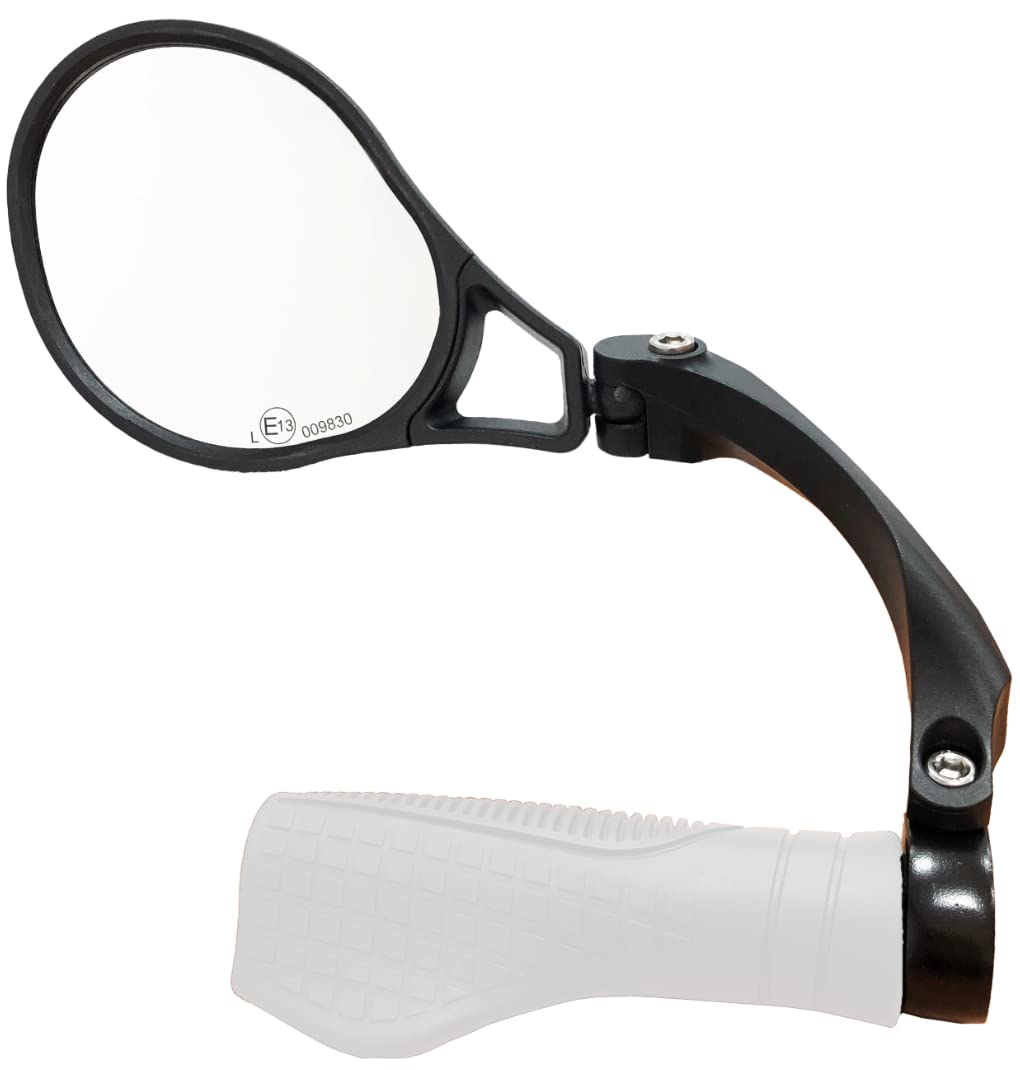 Hafny E13 Approved E-Bike Mirror - Large Surface Handlebar Bike Mirror with HD Automotive Grade Glass - Safe Blast-Resistant Cycling Mirror for Road Bikes, Mountain Bikes & Commuting