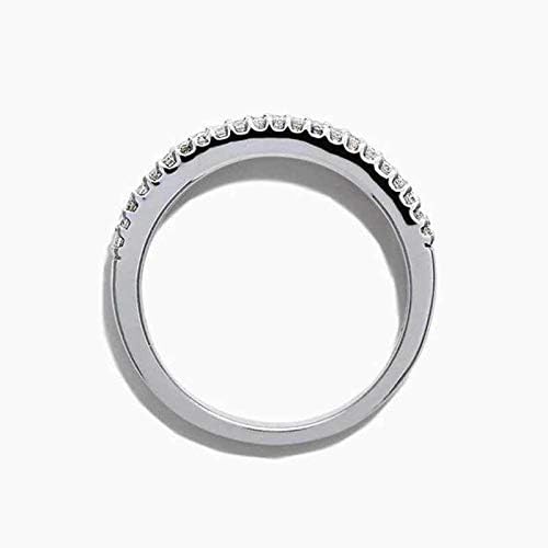 925 Sterling Silver Shiny Full Diamond Ring Cubic Zirconia Half Rings CZ Diamond Multi Row Eternity Band - Elegant Engagement & Wedding Ring for Women (Size 8) | Perfect for Anniversaries, Proposals & Special Occasions