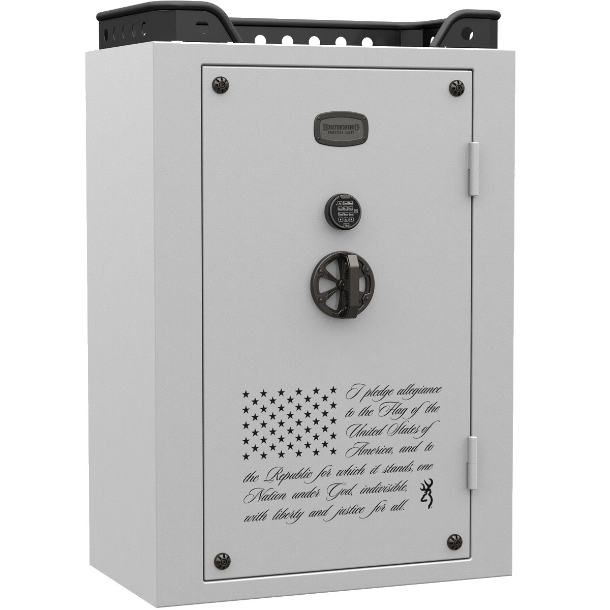 Browning US49 FLAG Stars & Stripes Gun Safe - Fireproof & Secure Handgun Storage for Home & Office - Ideal for Pistols, Rifles, and Valuables Protection