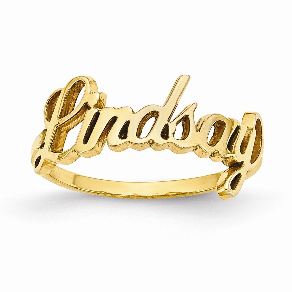925 Sterling Silver Yellow Gold-Plated Laser Engraved Name Ring - Personalized Custom Jewelry for Women & Men - Perfect for Anniversaries, Weddings, Gifts & Everyday Wear
