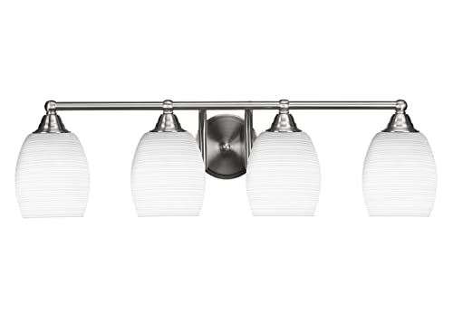 Toltec Lighting Paramount 4-Light Bathroom Vanity Light Bar in Brushed Nickel Finish (3424-BN-4021) - Perfect for Modern Bathrooms, Powder Rooms, and Spa-Like Home Decor