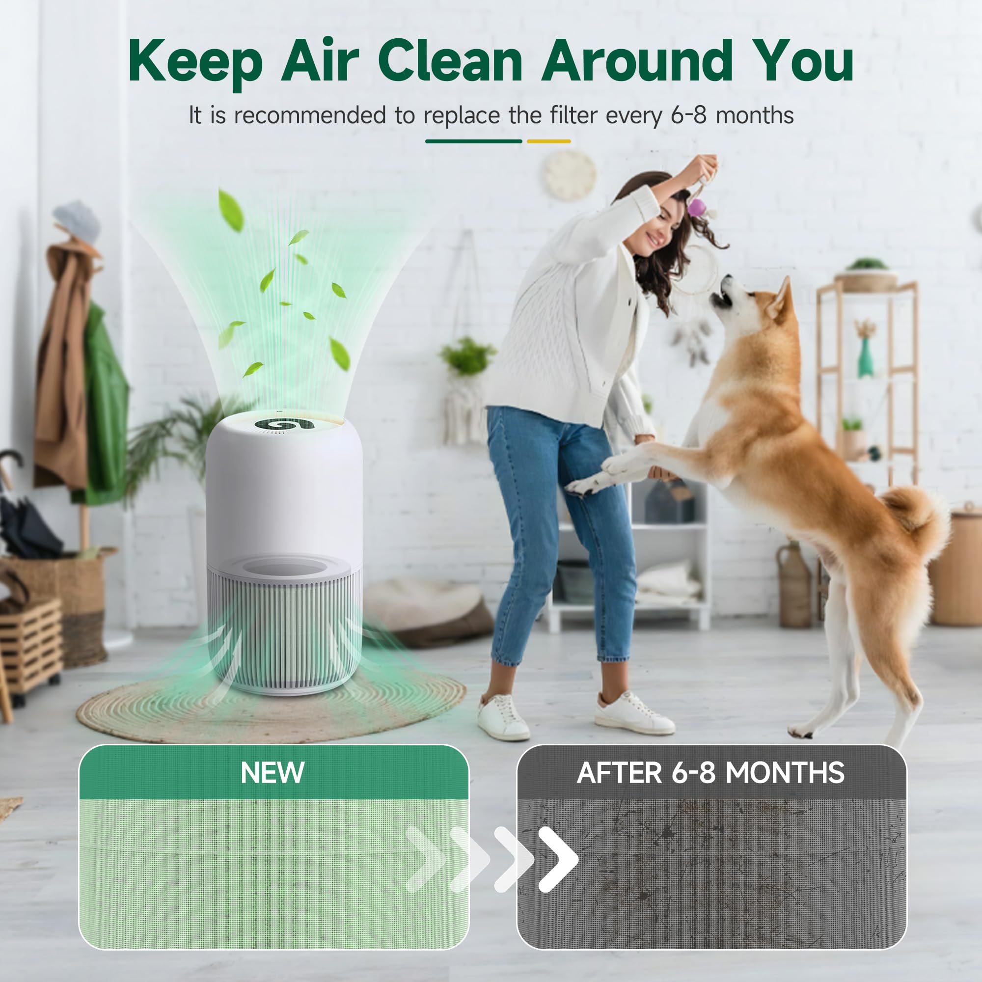 SAKEGDY TR-8080 Replacement Air Purifier Filters (2 Pack) - 4-in-1 True HEPA Filter Compatible with Dreamegg TR-8080 - Perfect for Home, Office & Bedroom Air Purification