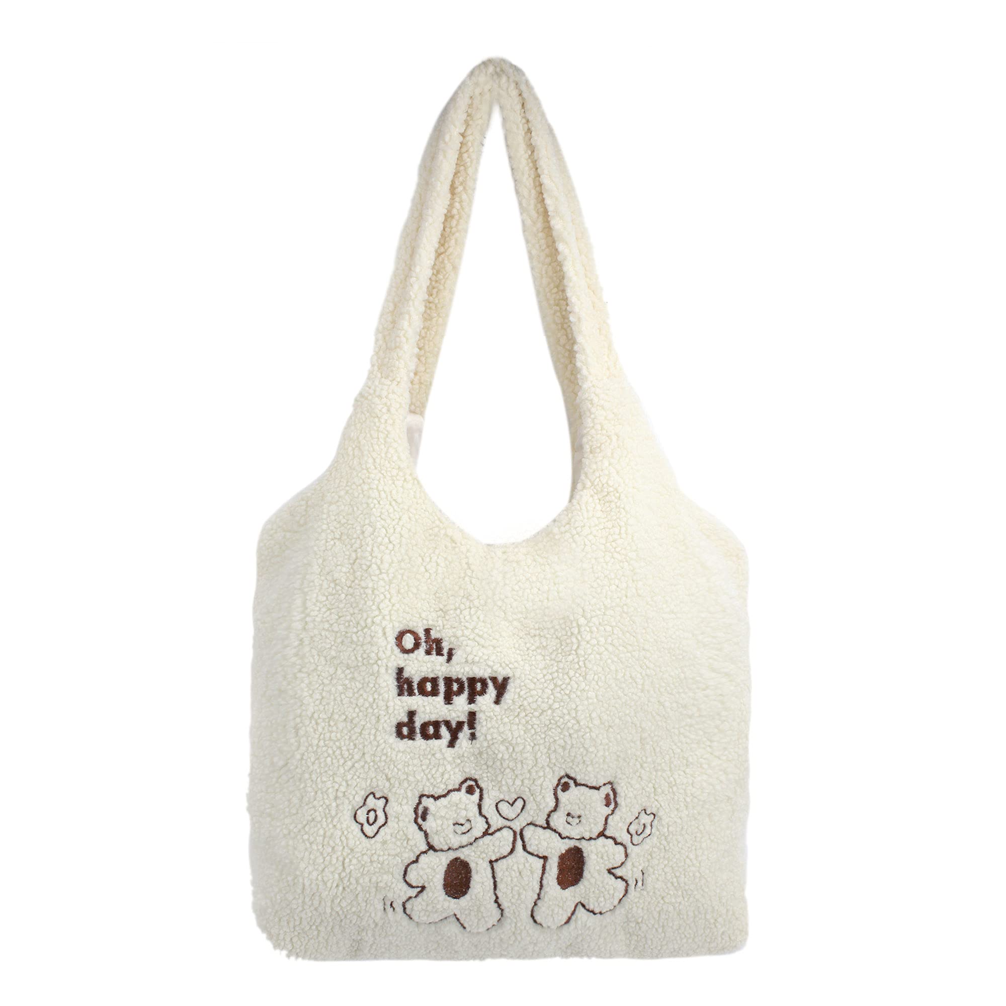 MEGAUK Women's Faux Fur Tote Bag - Cute Plush Bear Fluffy Shoulder Bag for Women & Girls - Perfect for Shopping, Dating, Work & Travel Accessories