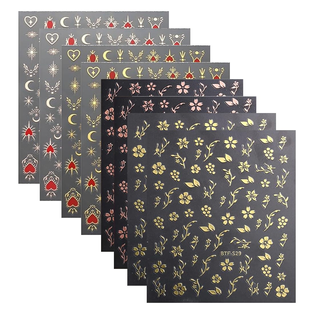 VAEIORP 8-Piece Nail Stickers Set - Waterproof Nail Art Decals for DIY Manicure, French Tip Designs & Nail Decorations | Perfect for Home Salon, Parties & Gift Giving