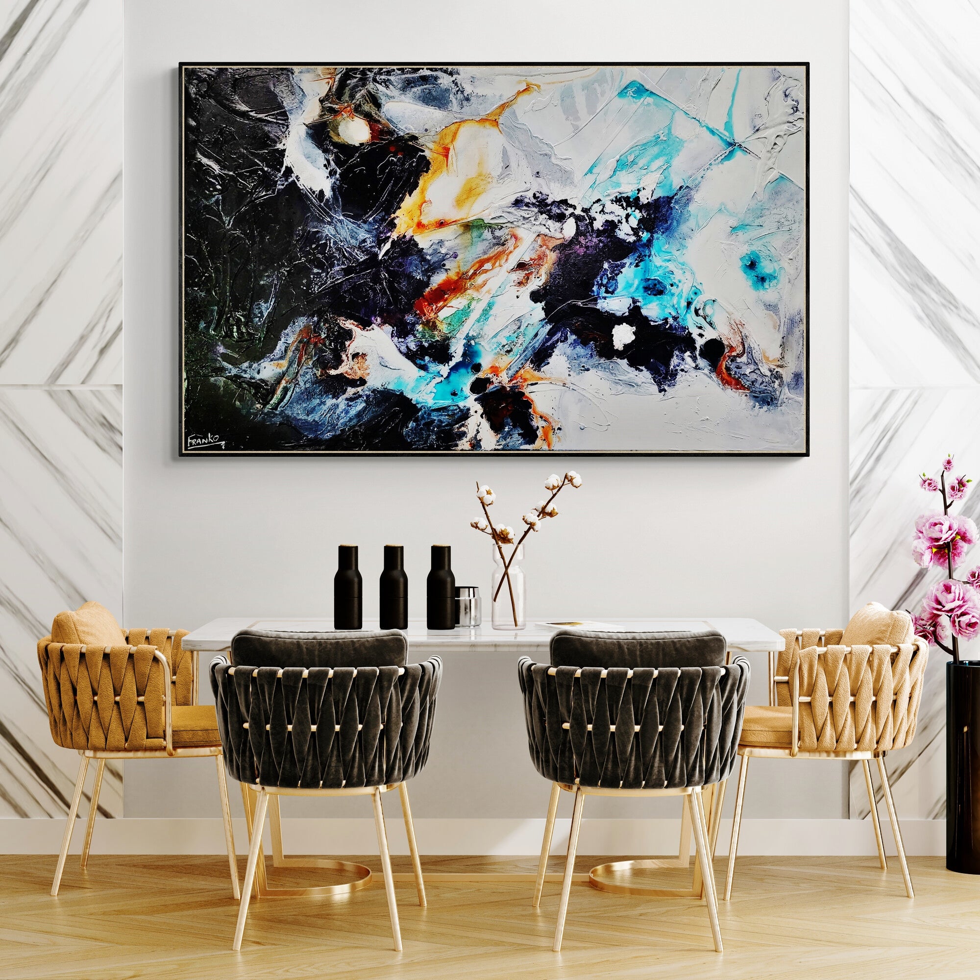 160cm x 100cm Black Oxide Rust Textured Abstract Wall Art Painting - Modern Industrial Decor for Living Room, Bedroom or Office