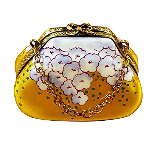 Authentic Limoges Porcelain Hydrangea Purse Figurine from France - Elegant Collectible Gift for Home Decor & Display