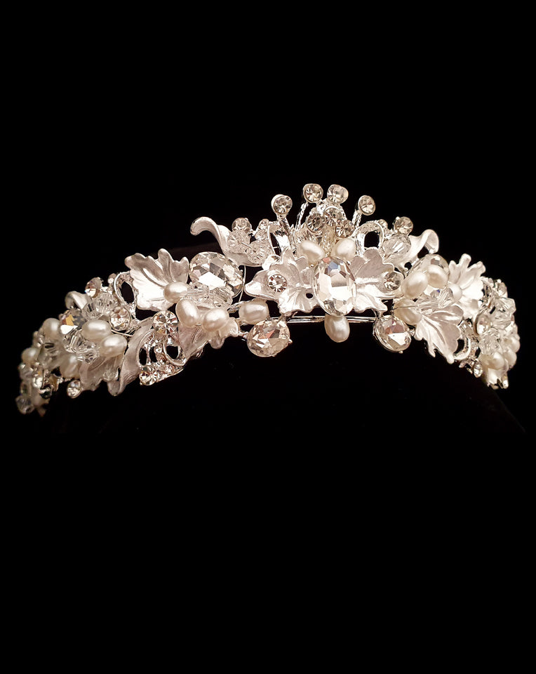 Elegant Silver Leaf Crown for Weddings & Bridal Headpieces | Joie by Johnny B Collection at Kezani | Perfect for Bridal Accessories, Boho Weddings & Special Occasions